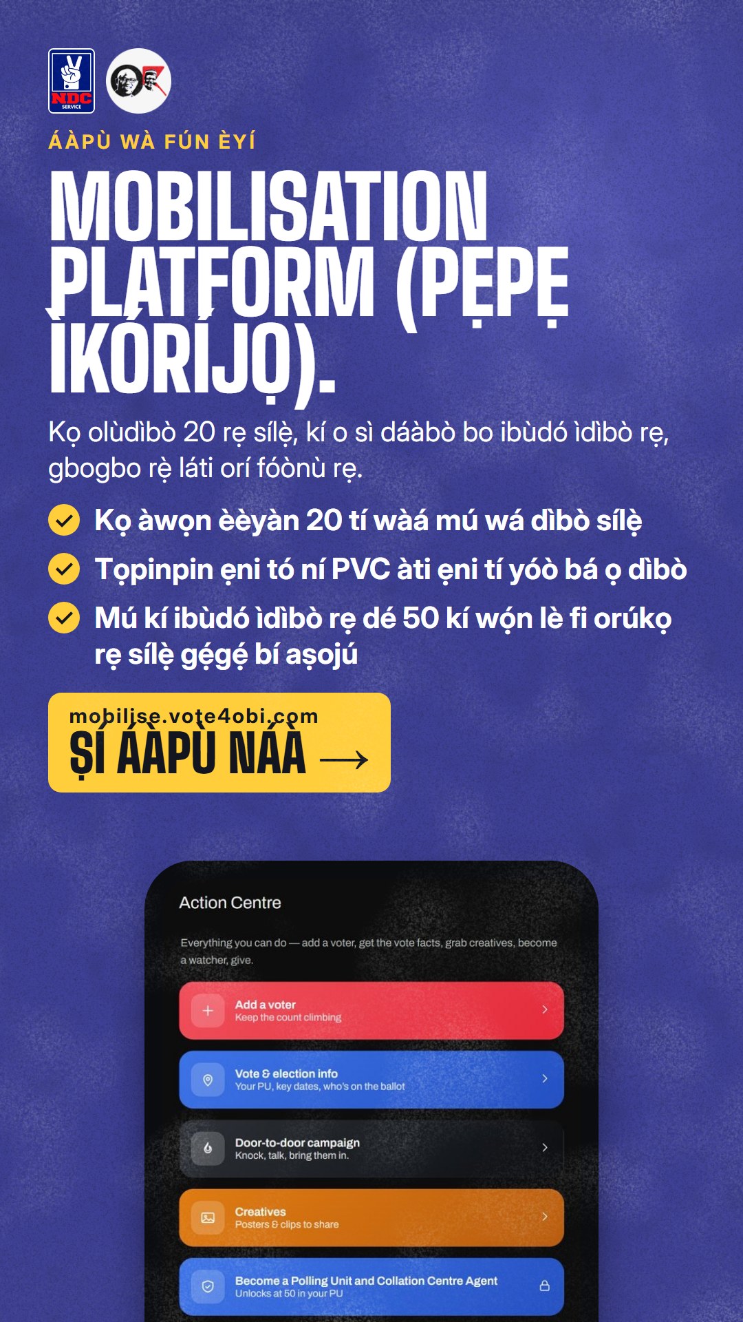 Àwòrán fún WhatsApp status: Mobilisation Platform