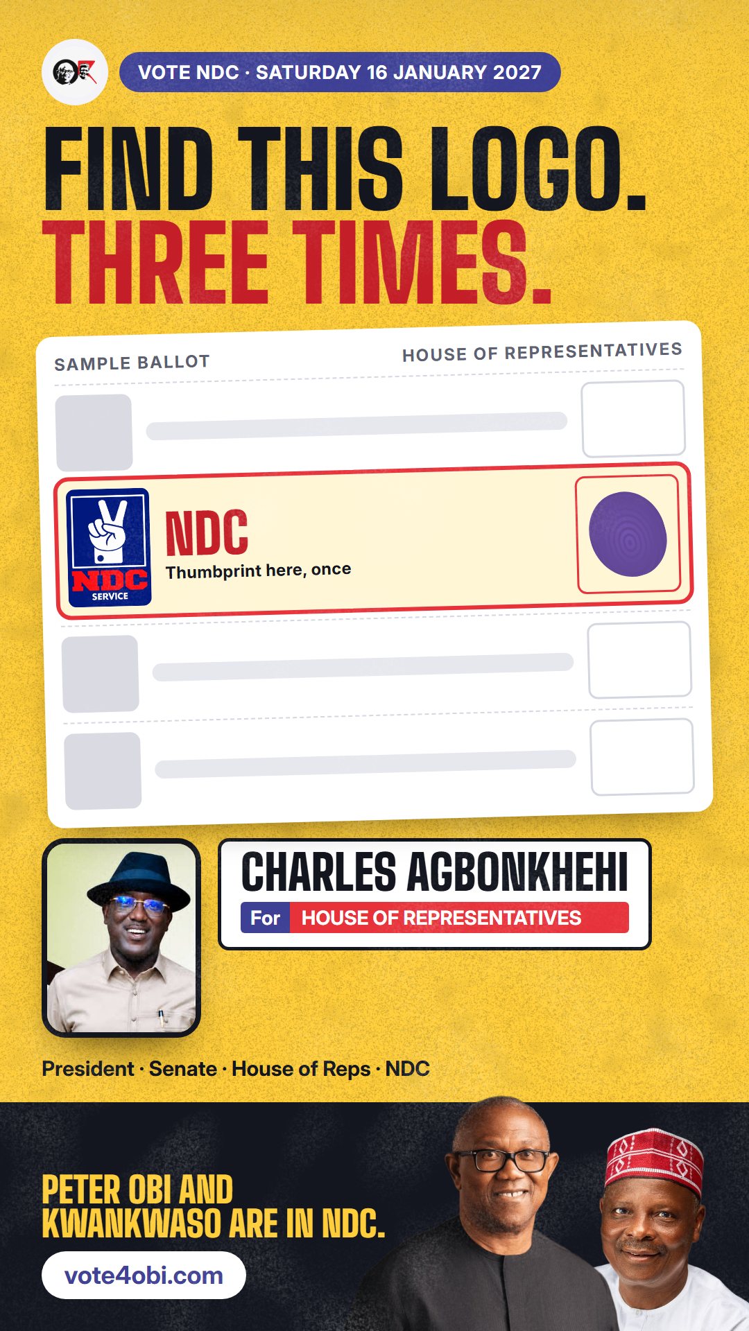 WhatsApp status picture: Charles Agbonkhehi, NDC candidate for the House of Representatives, Esan Central/Esan West/Igueben