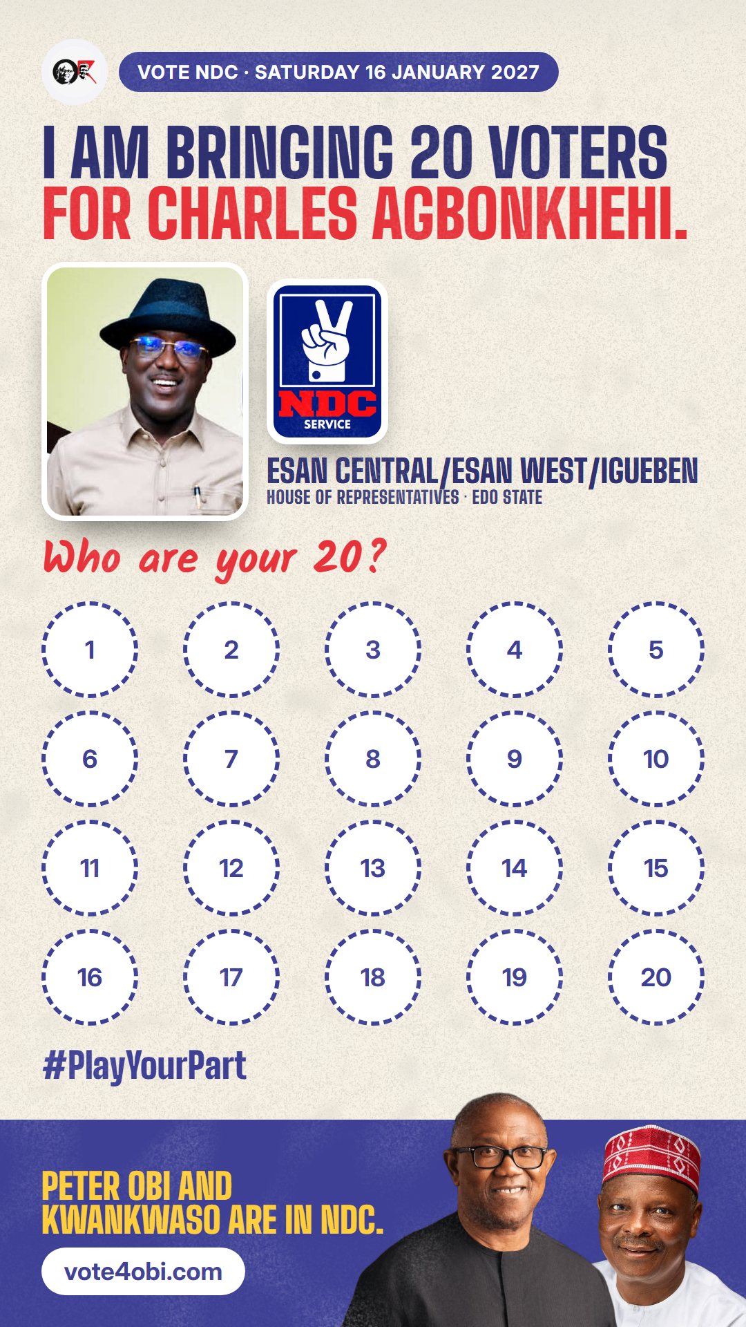 WhatsApp status picture: Charles Agbonkhehi, NDC candidate for the House of Representatives, Esan Central/Esan West/Igueben