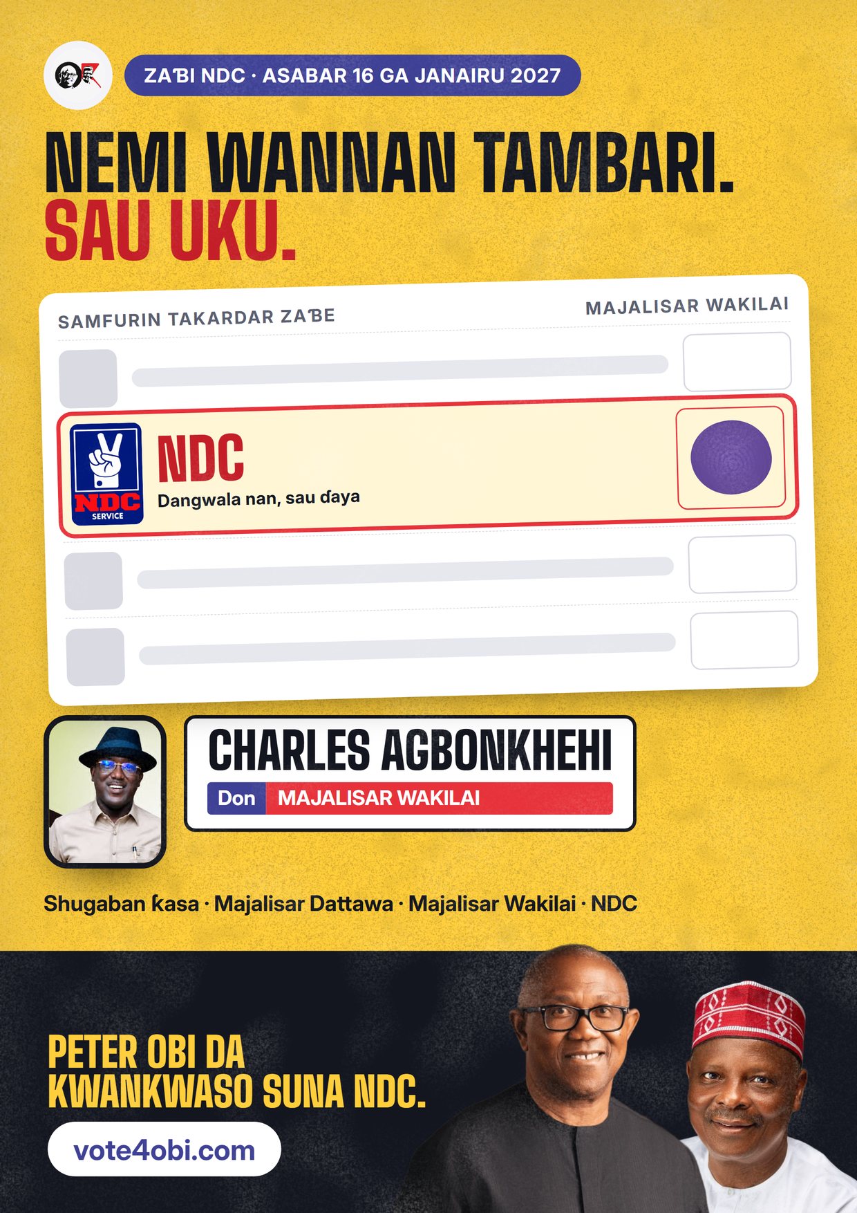 Fasta: Charles Agbonkhehi, ɗan takarar NDC na Majalisar Wakilai, Esan Central/Esan West/Igueben