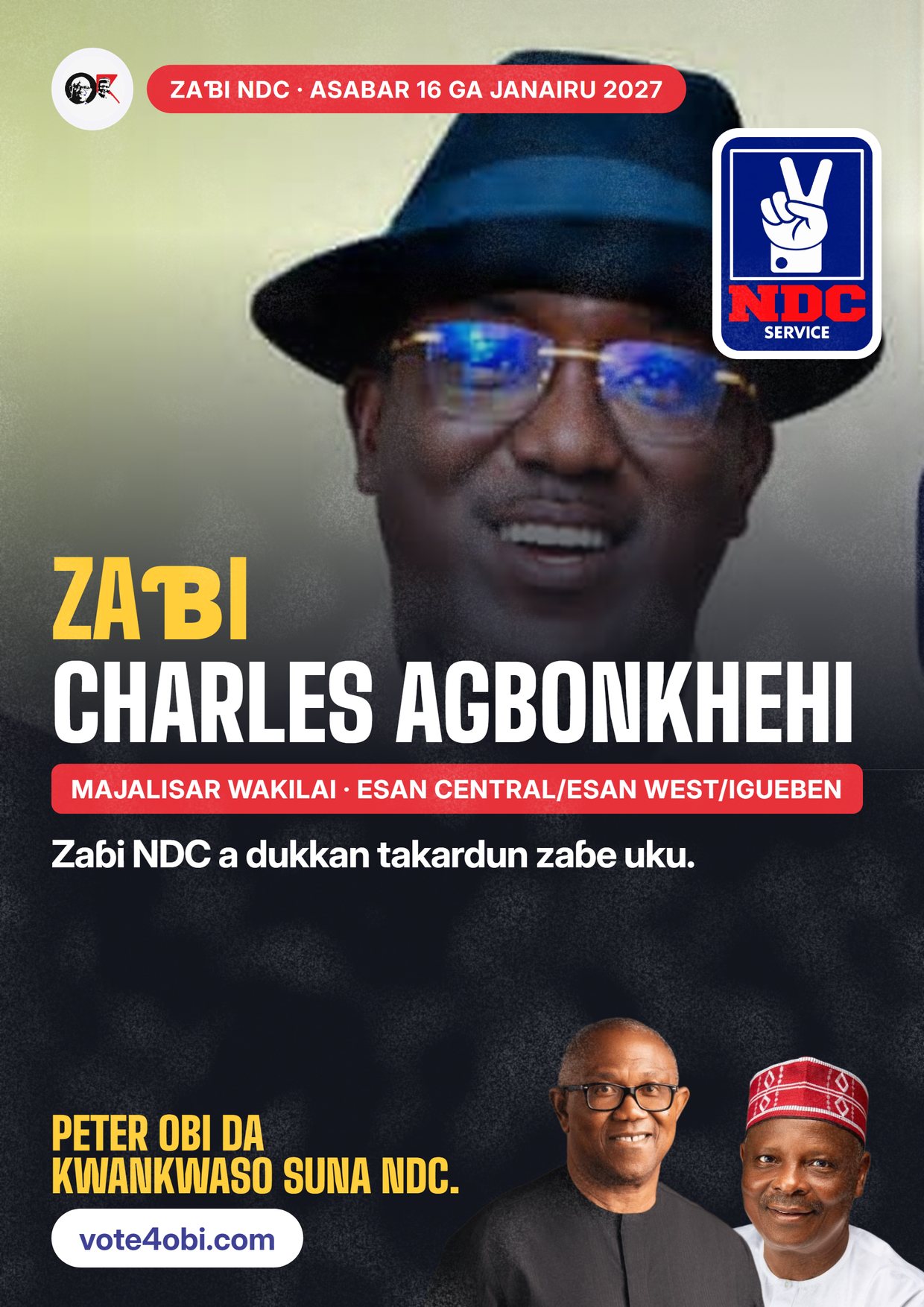 Fasta: Charles Agbonkhehi, ɗan takarar NDC na Majalisar Wakilai, Esan Central/Esan West/Igueben