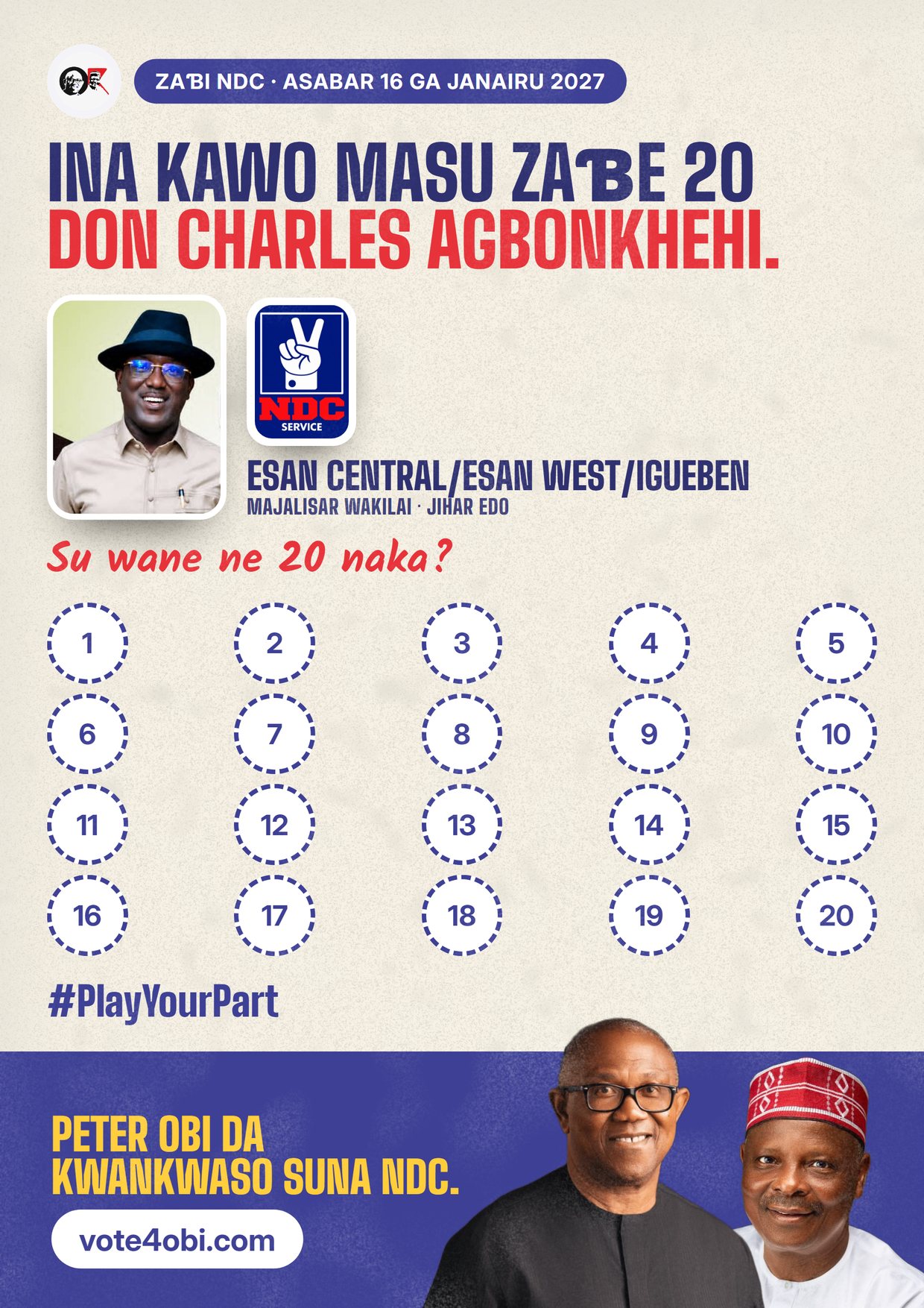 Fasta: Charles Agbonkhehi, ɗan takarar NDC na Majalisar Wakilai, Esan Central/Esan West/Igueben