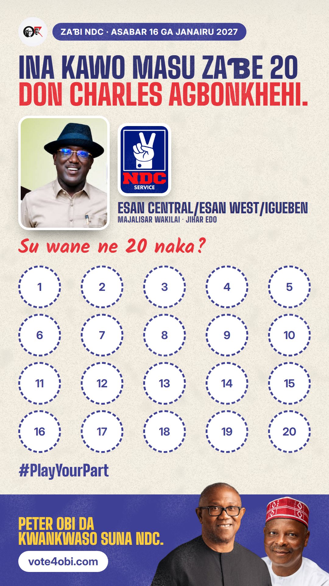 Hoton WhatsApp status: Charles Agbonkhehi, ɗan takarar NDC na Majalisar Wakilai, Esan Central/Esan West/Igueben