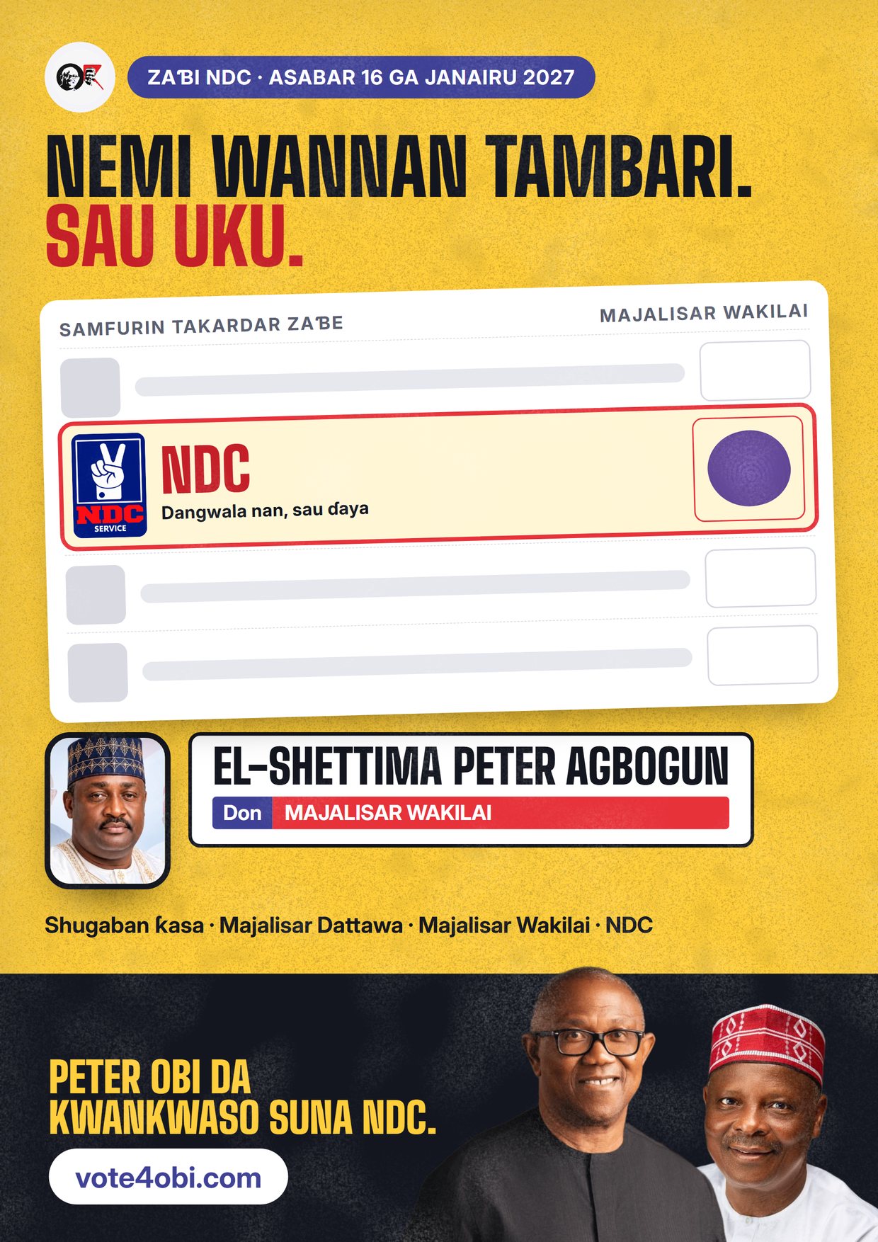 Fasta: El-Shettima Peter Agbogun, ɗan takarar NDC na Majalisar Wakilai, Lokoja/Kogi (K.K.)