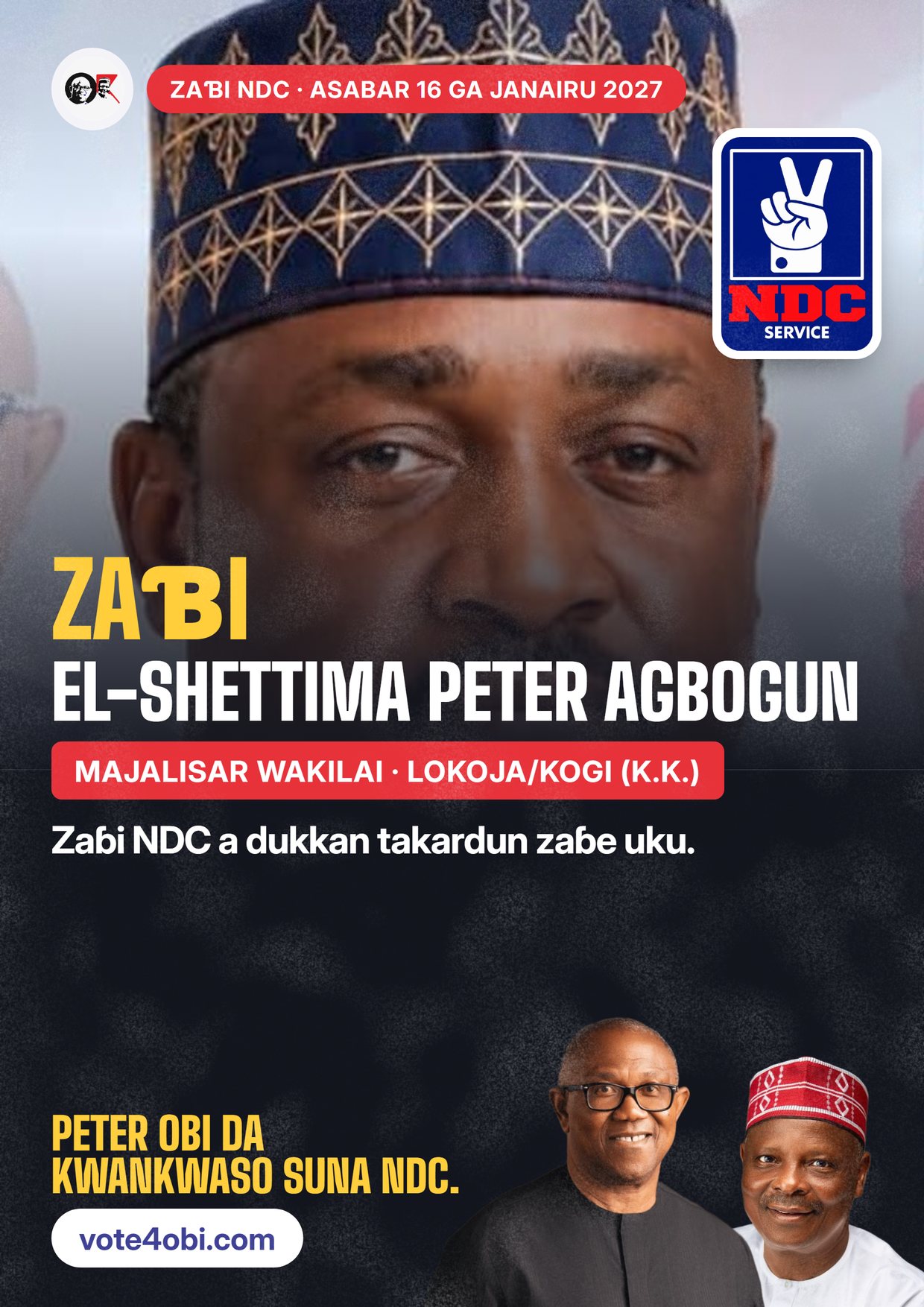 Fasta: El-Shettima Peter Agbogun, ɗan takarar NDC na Majalisar Wakilai, Lokoja/Kogi (K.K.)