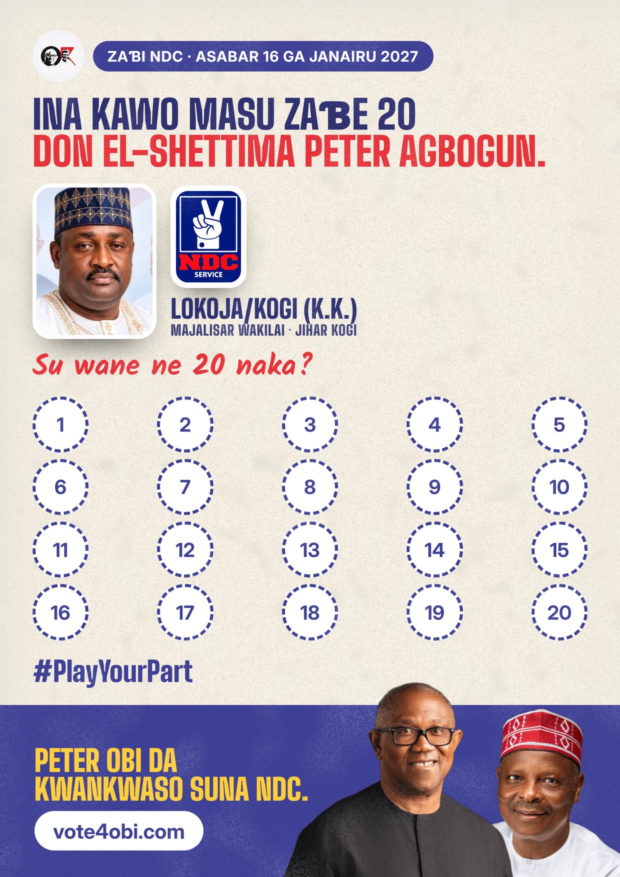 Fasta: El-Shettima Peter Agbogun, ɗan takarar NDC na Majalisar Wakilai, Lokoja/Kogi (K.K.)