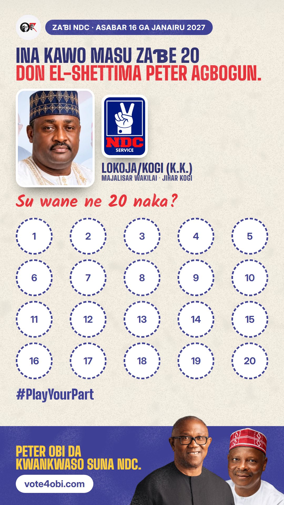 Hoton WhatsApp status: El-Shettima Peter Agbogun, ɗan takarar NDC na Majalisar Wakilai, Lokoja/Kogi (K.K.)