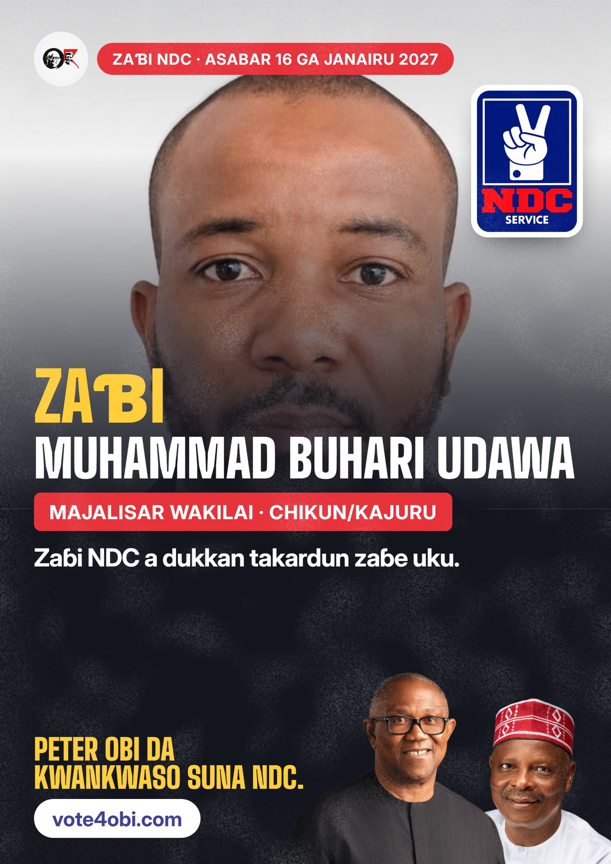 Fasta: Muhammad Buhari Udawa, ɗan takarar NDC na Majalisar Wakilai, Chikun/Kajuru