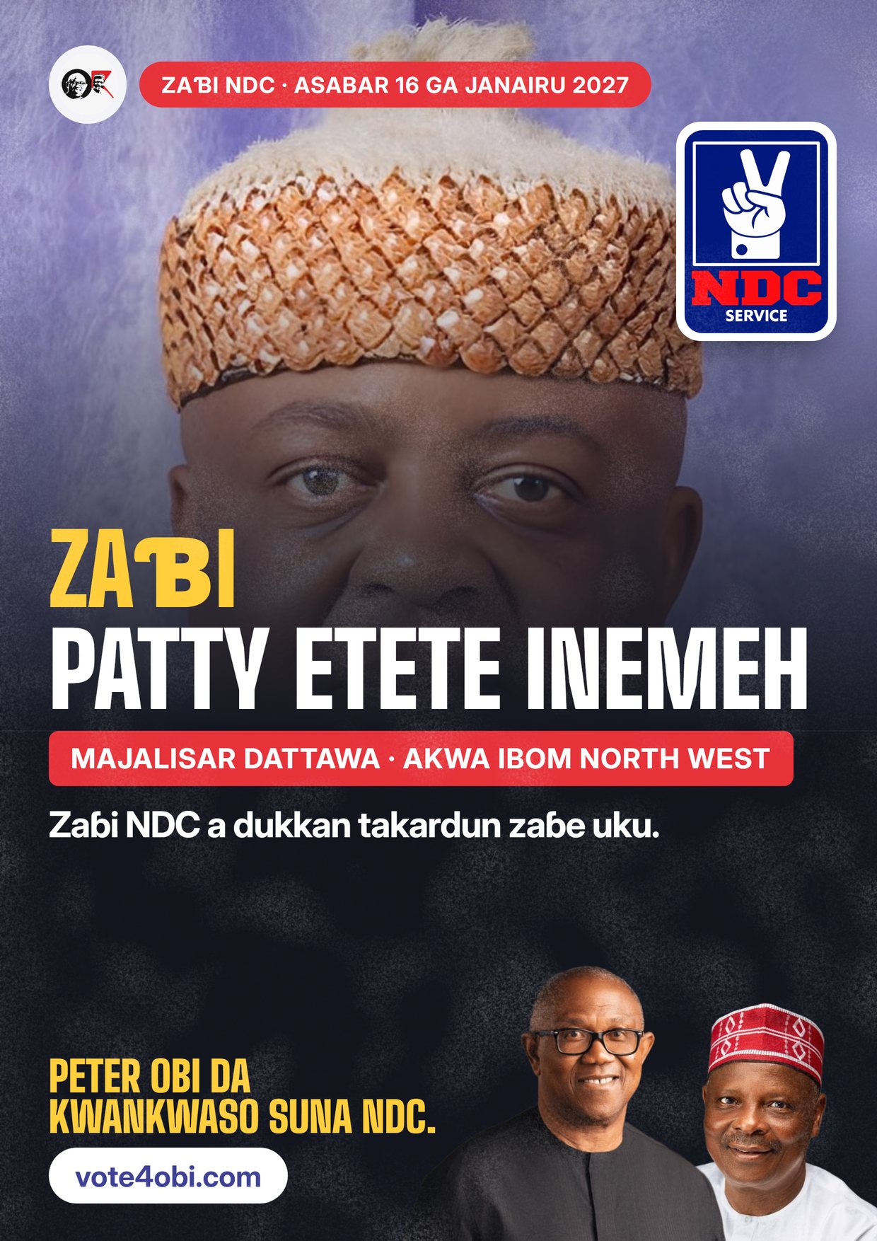 Fasta: Patty Etete Inemeh, ɗan takarar NDC na Majalisar Dattawa, Akwa Ibom North West