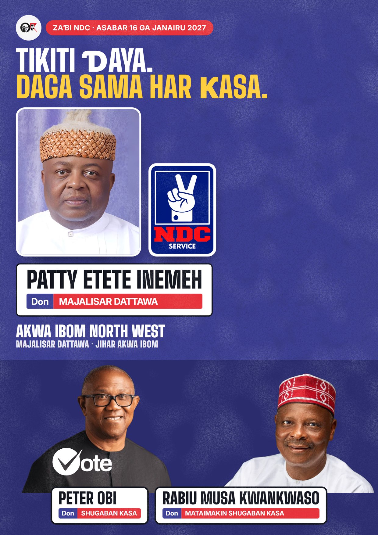 Fasta: Patty Etete Inemeh, ɗan takarar NDC na Majalisar Dattawa, Akwa Ibom North West
