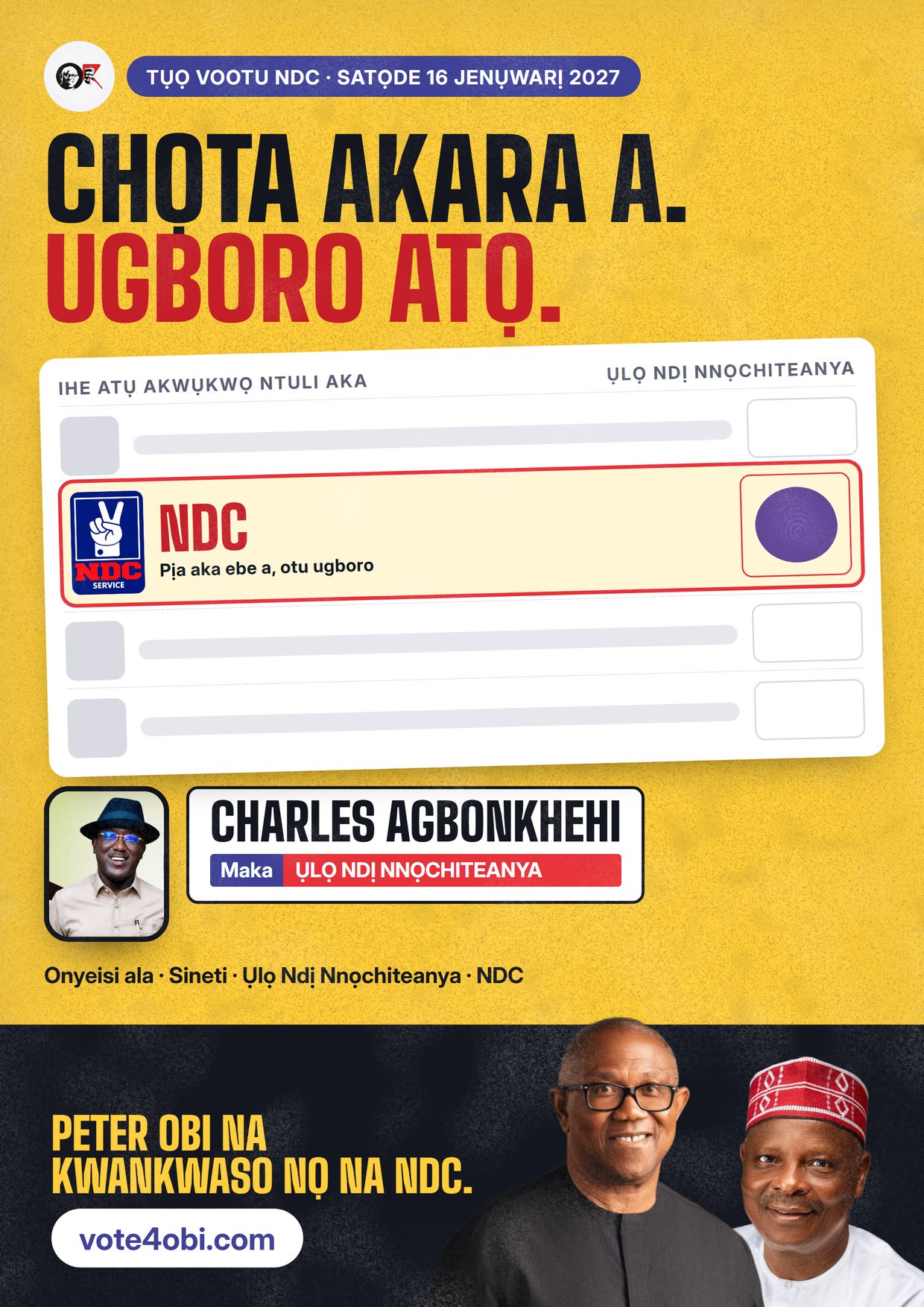 Mpempe akwụkwọ mgbasa ozi: Charles Agbonkhehi, onye NDC na-azọ maka Ụlọ Ndị Nnọchiteanya, Esan Central/Esan West/Igueben