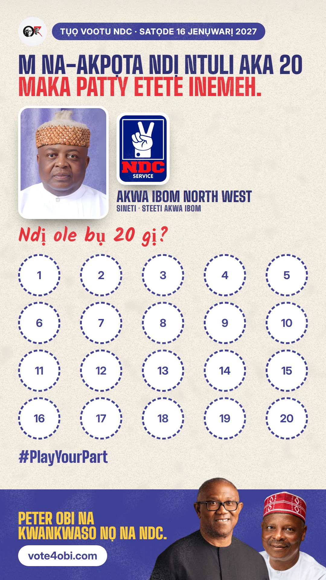 Foto WhatsApp status: Patty Etete Inemeh, onye NDC na-azọ maka Sineti, Akwa Ibom North West