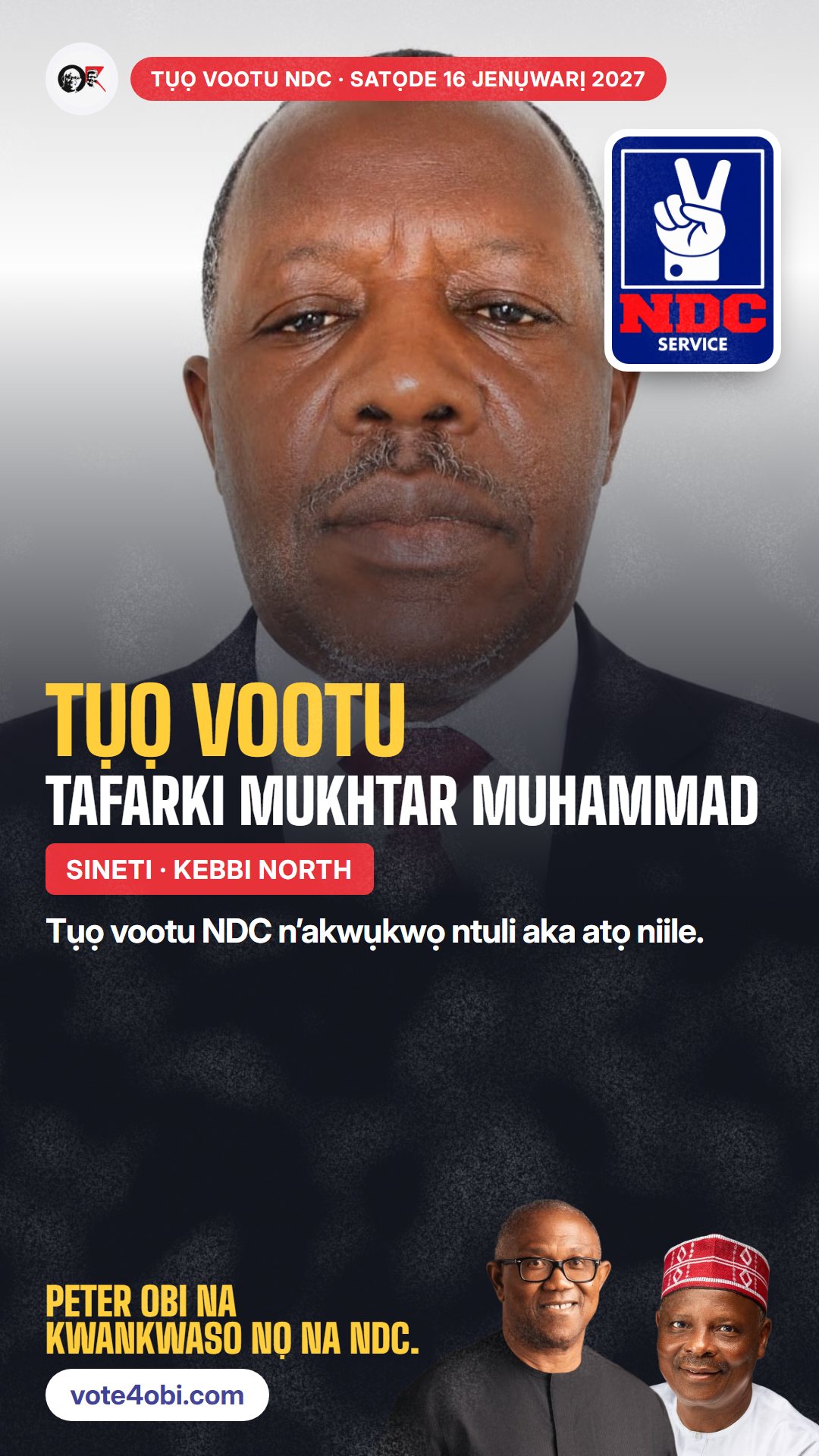Foto WhatsApp status: Tafarki Mukhtar Muhammad, onye NDC na-azọ maka Sineti, Kebbi North