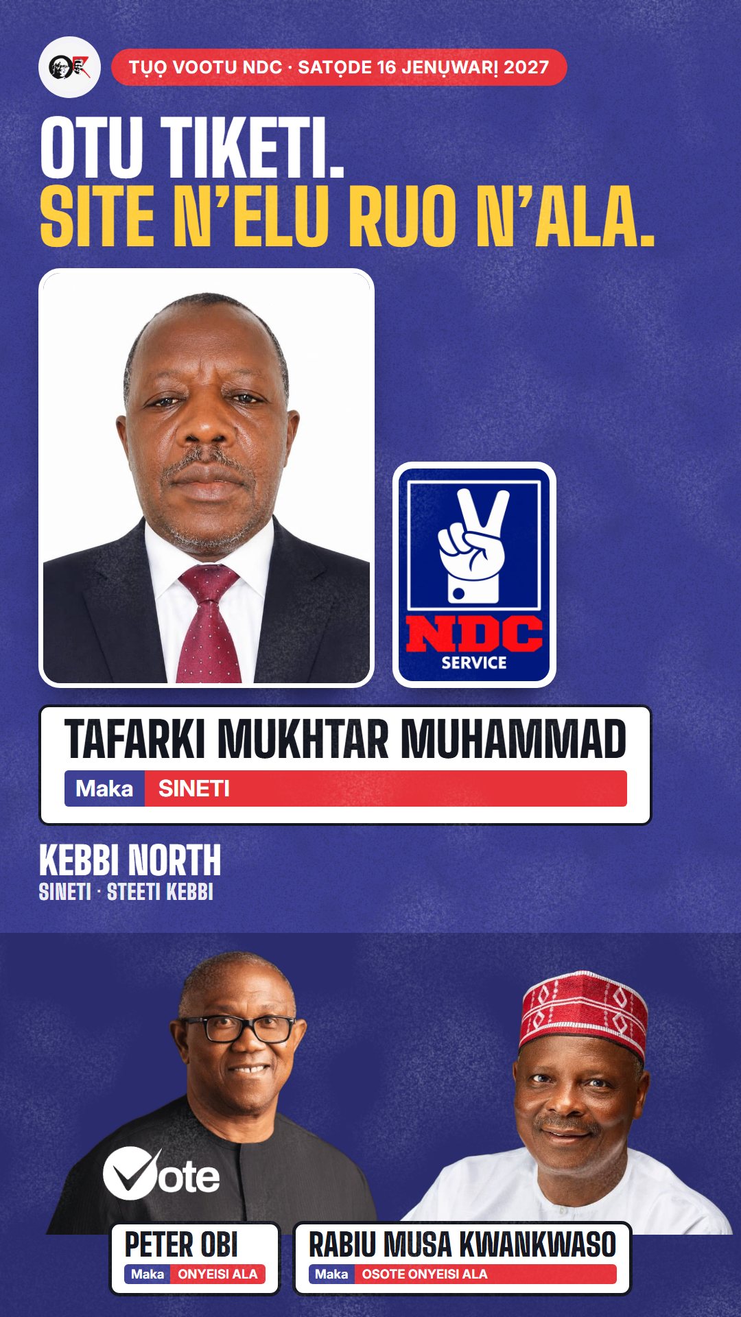 Foto WhatsApp status: Tafarki Mukhtar Muhammad, onye NDC na-azọ maka Sineti, Kebbi North