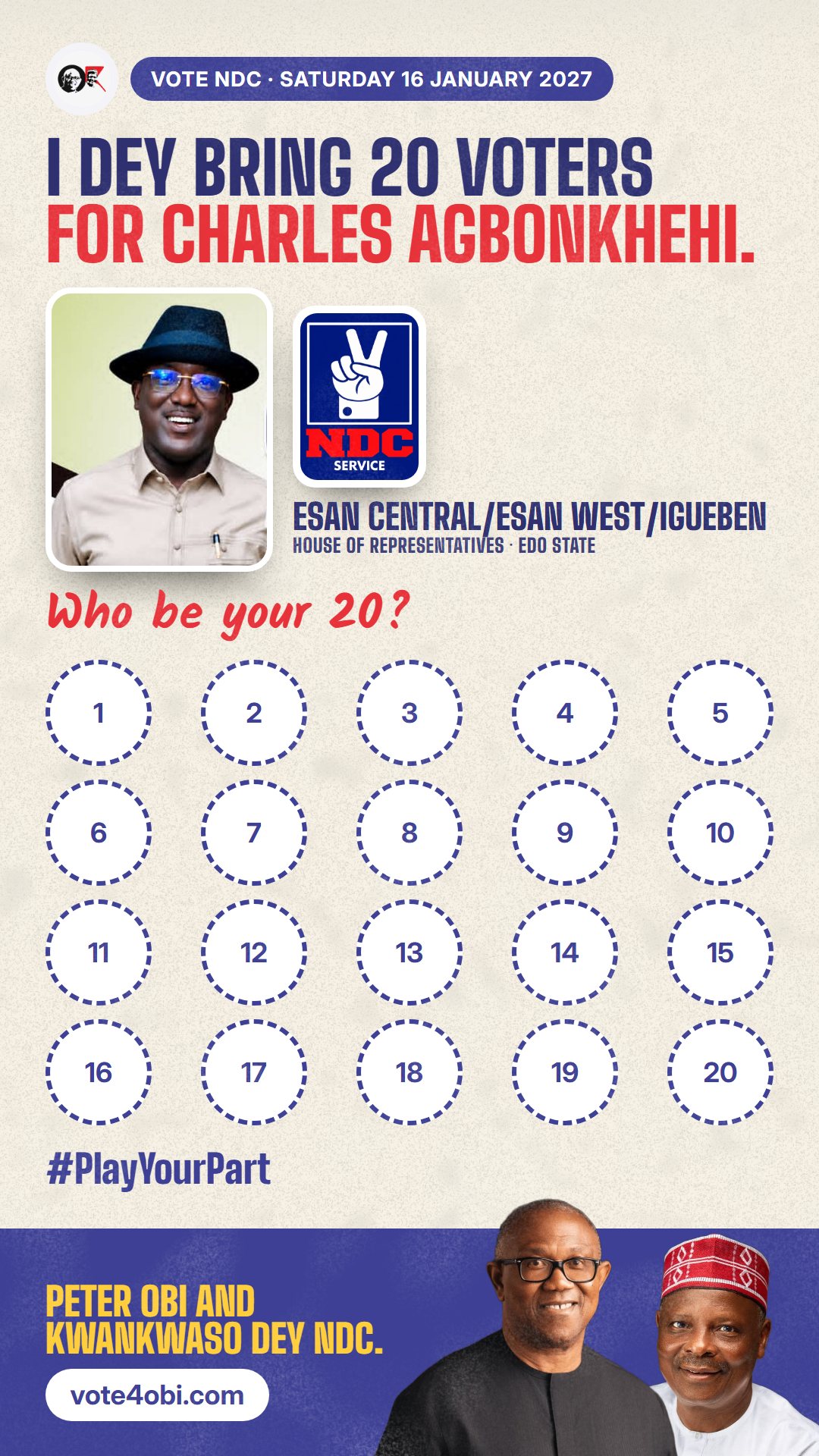 WhatsApp status picture: Charles Agbonkhehi, NDC candidate for House of Representatives, Esan Central/Esan West/Igueben