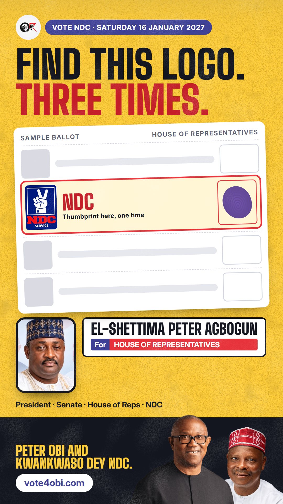 WhatsApp status picture: El-Shettima Peter Agbogun, NDC candidate for House of Representatives, Lokoja/Kogi (K.K.)