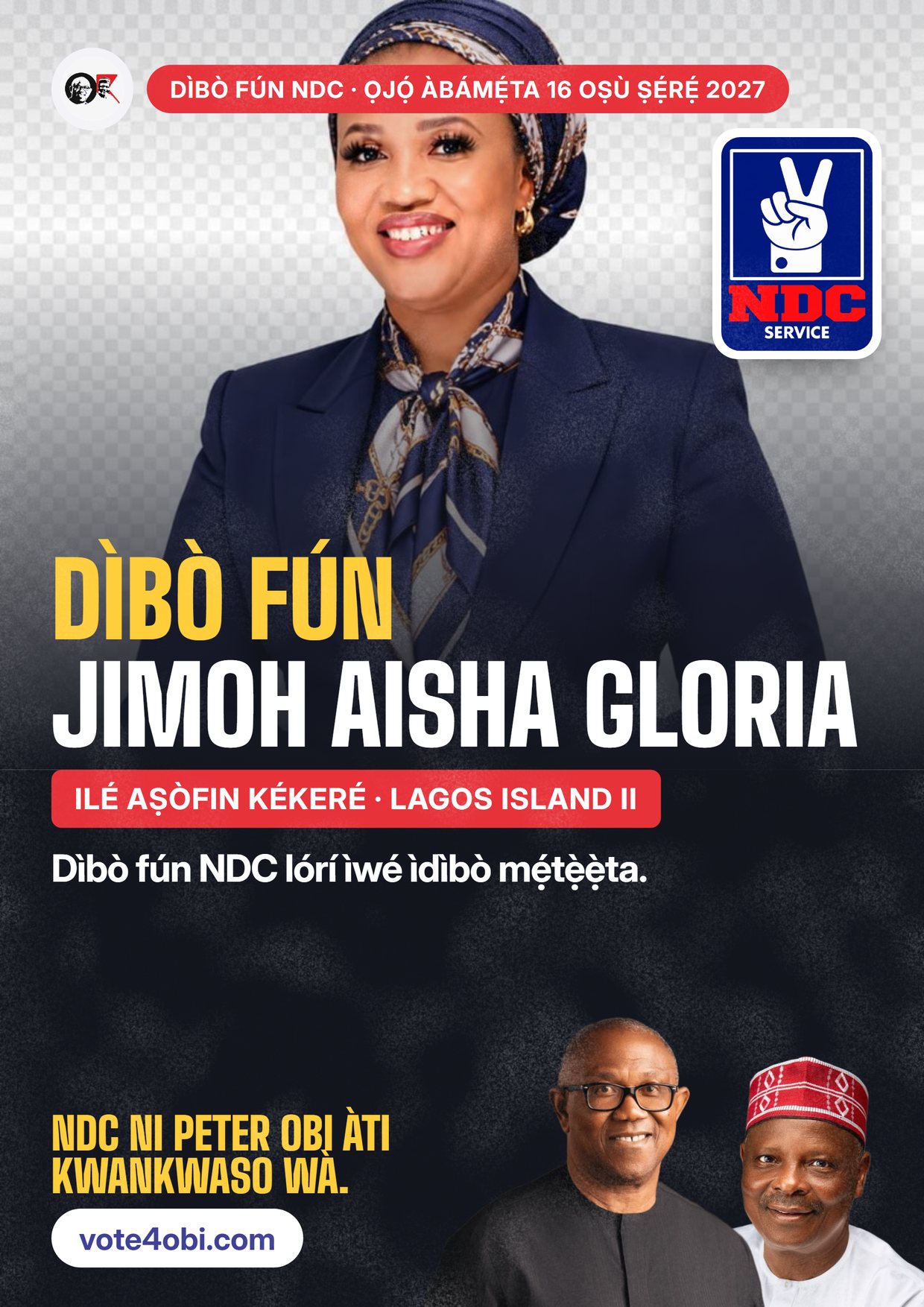 Pósítà: Jimoh Aisha Gloria, olùdíje NDC fún Ilé Aṣòfin Kékeré, Lagos Island II