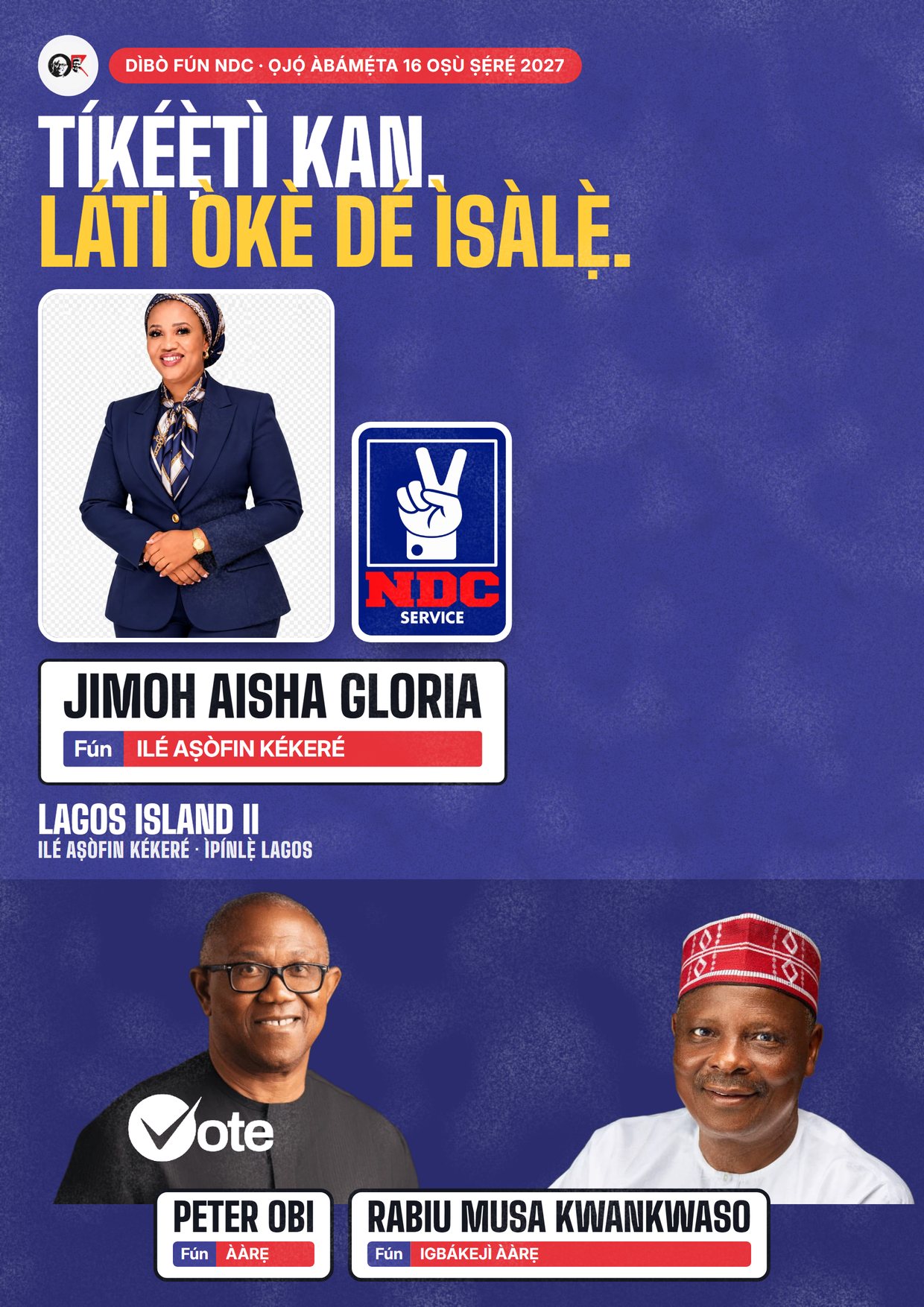Pósítà: Jimoh Aisha Gloria, olùdíje NDC fún Ilé Aṣòfin Kékeré, Lagos Island II