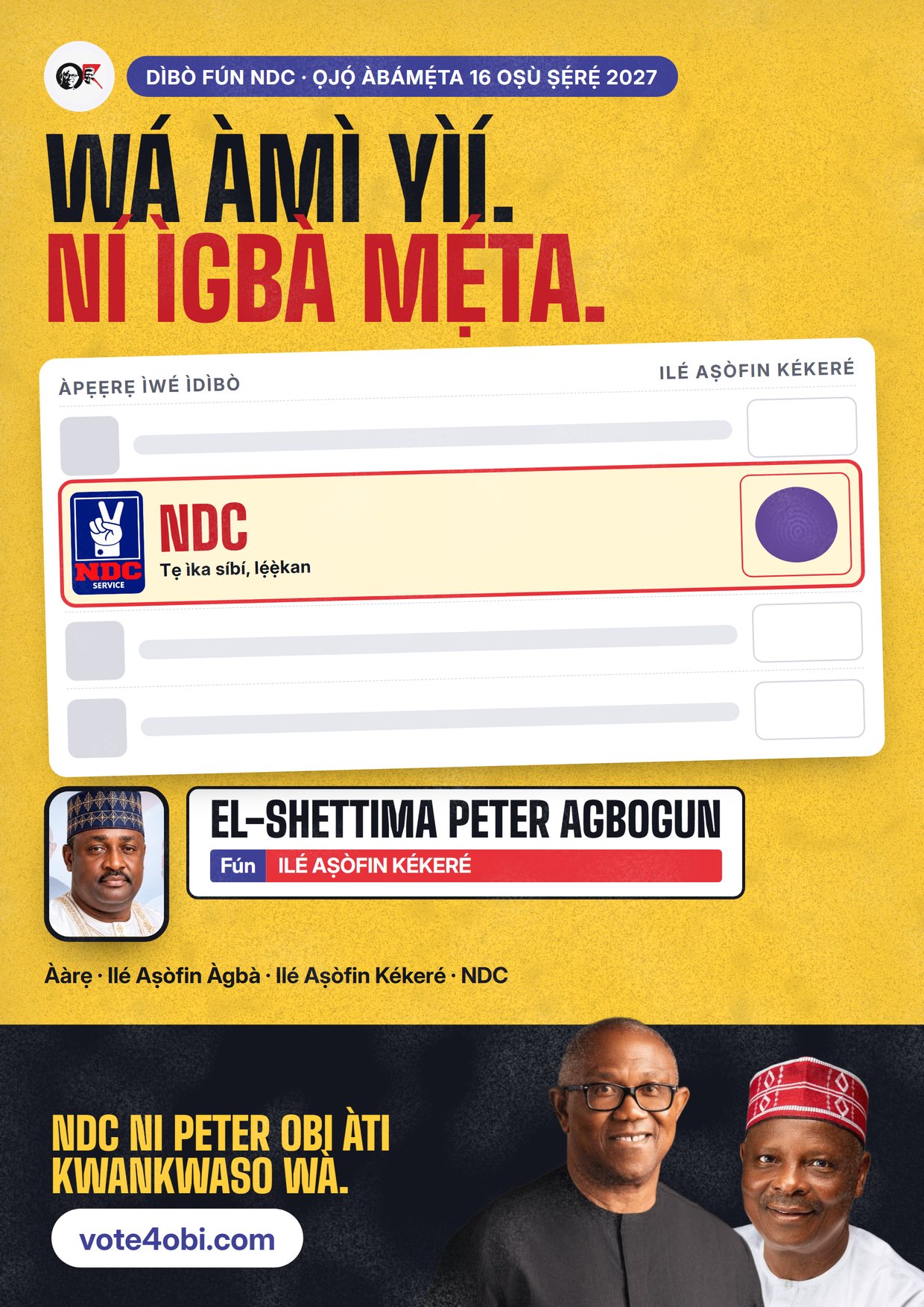 Pósítà: El-Shettima Peter Agbogun, olùdíje NDC fún Ilé Aṣòfin Kékeré, Lokoja/Kogi (K.K.)