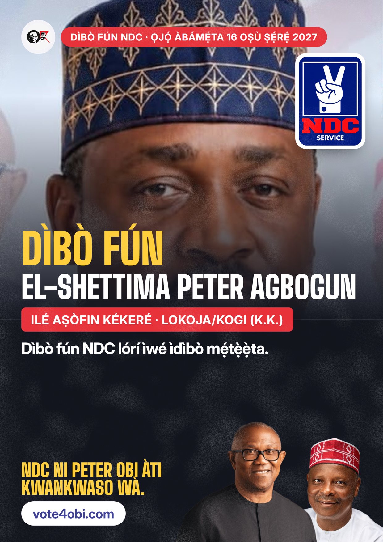 Pósítà: El-Shettima Peter Agbogun, olùdíje NDC fún Ilé Aṣòfin Kékeré, Lokoja/Kogi (K.K.)