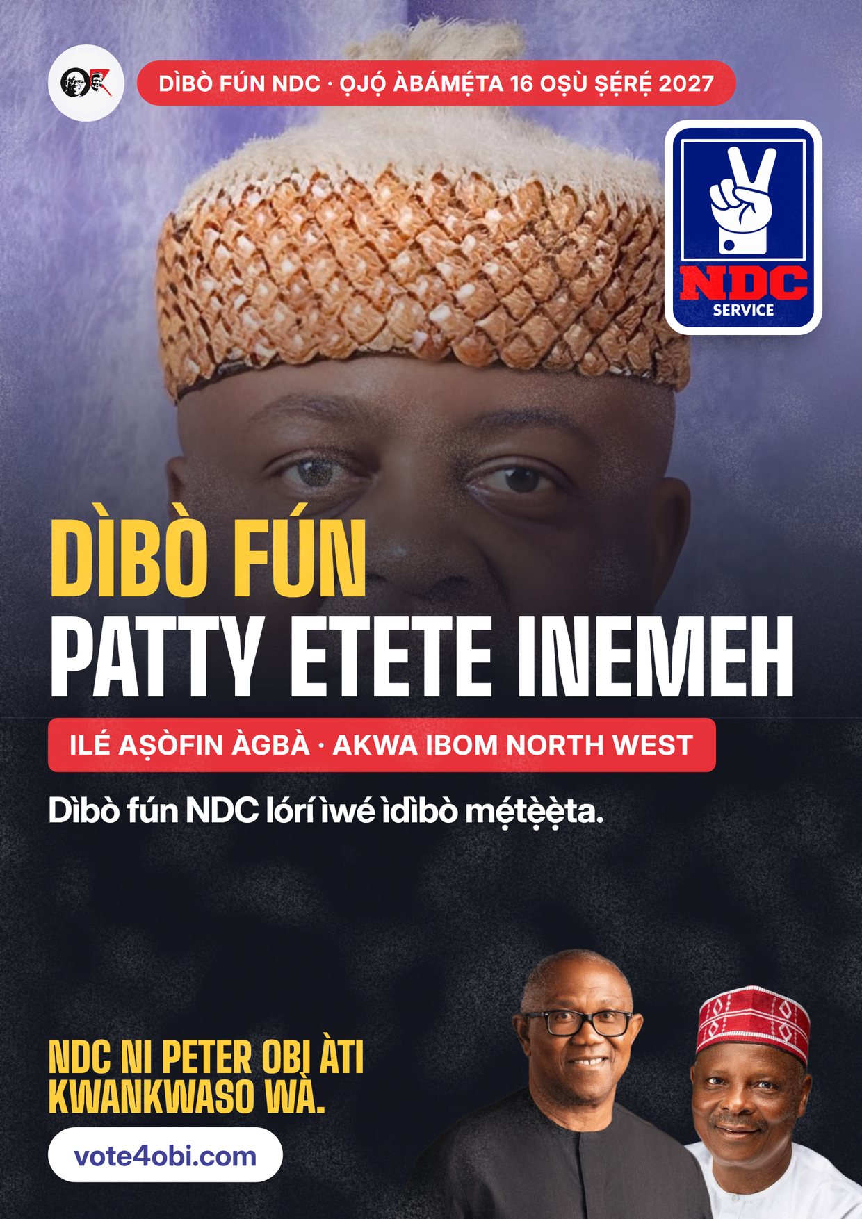 Pósítà: Patty Etete Inemeh, olùdíje NDC fún Ilé Aṣòfin Àgbà, Akwa Ibom North West