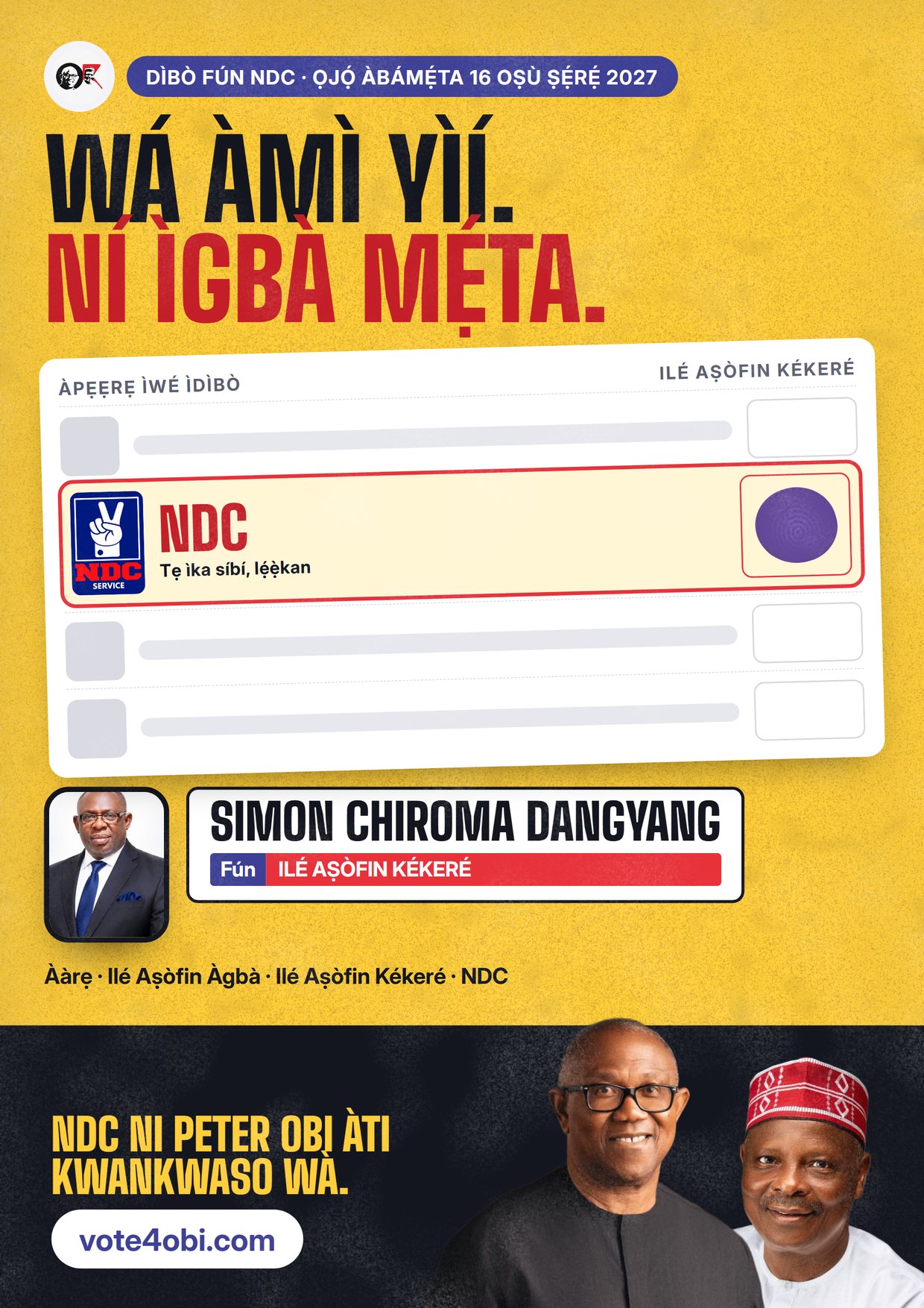 Pósítà: Simon Chiroma Dangyang, olùdíje NDC fún Ilé Aṣòfin Kékeré, Jos South/Jos East