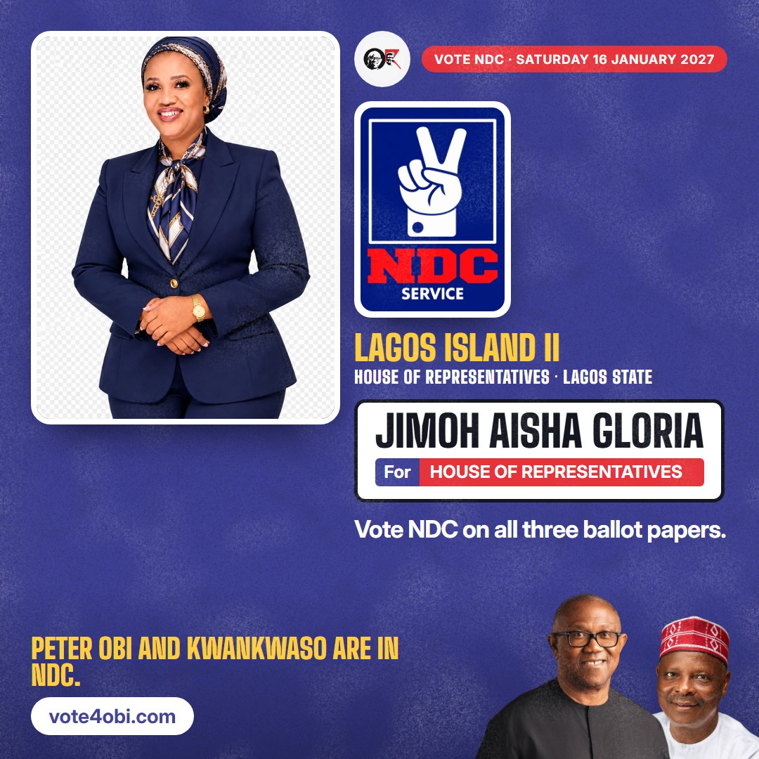 Square picture: Jimoh Aisha Gloria, NDC candidate for the House of Representatives, Lagos Island II