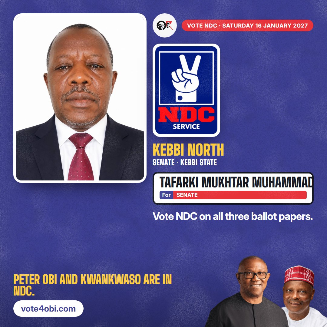 Square picture: Tafarki Mukhtar Muhammad, NDC candidate for the Senate, Kebbi North