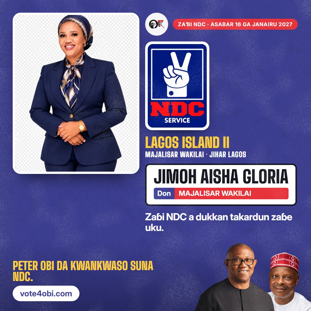 Hoto mai kusurwa huɗu: Jimoh Aisha Gloria, ɗan takarar NDC na Majalisar Wakilai, Lagos Island II