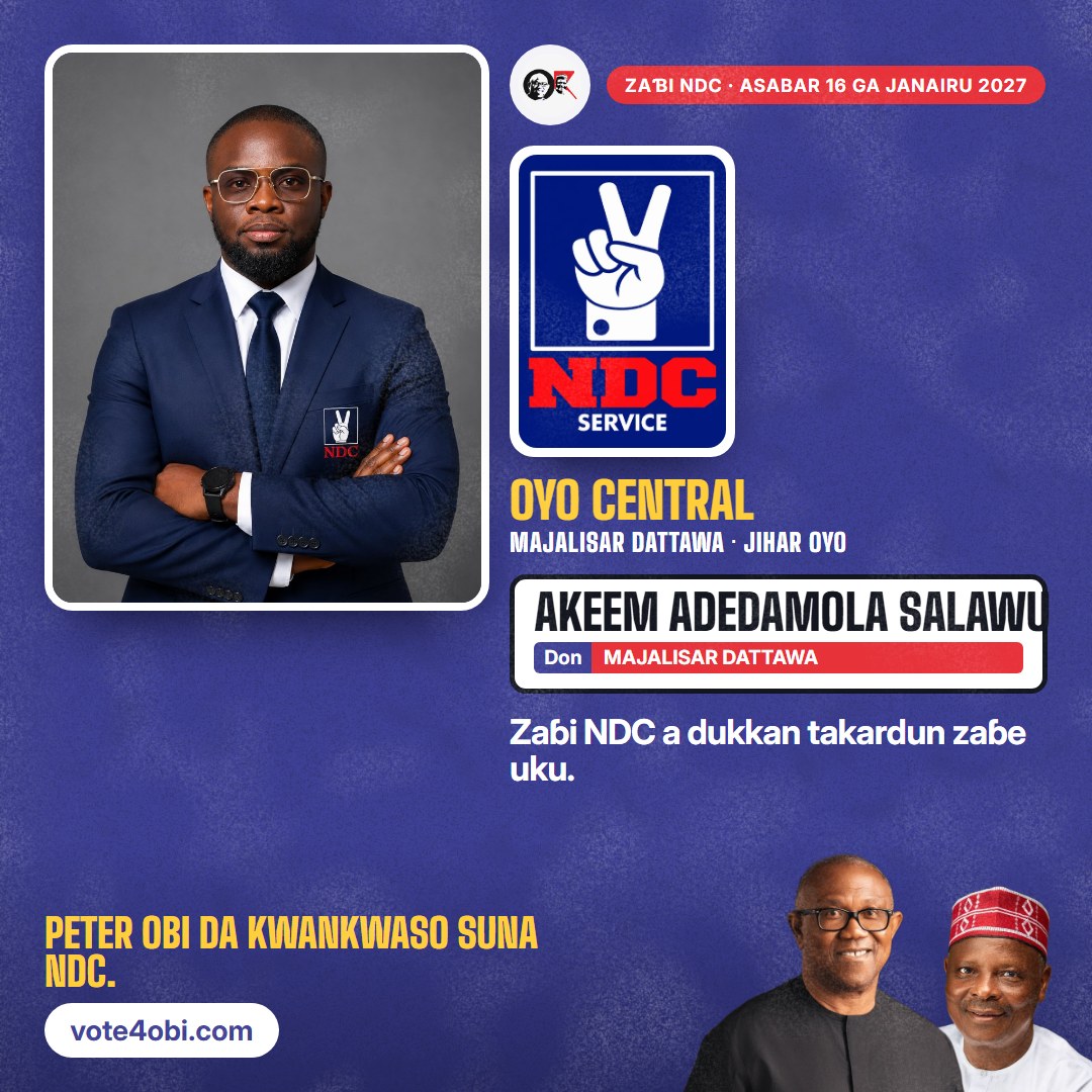 Hoto mai kusurwa huɗu: Akeem Adedamola Salawu, ɗan takarar NDC na Majalisar Dattawa, Oyo Central