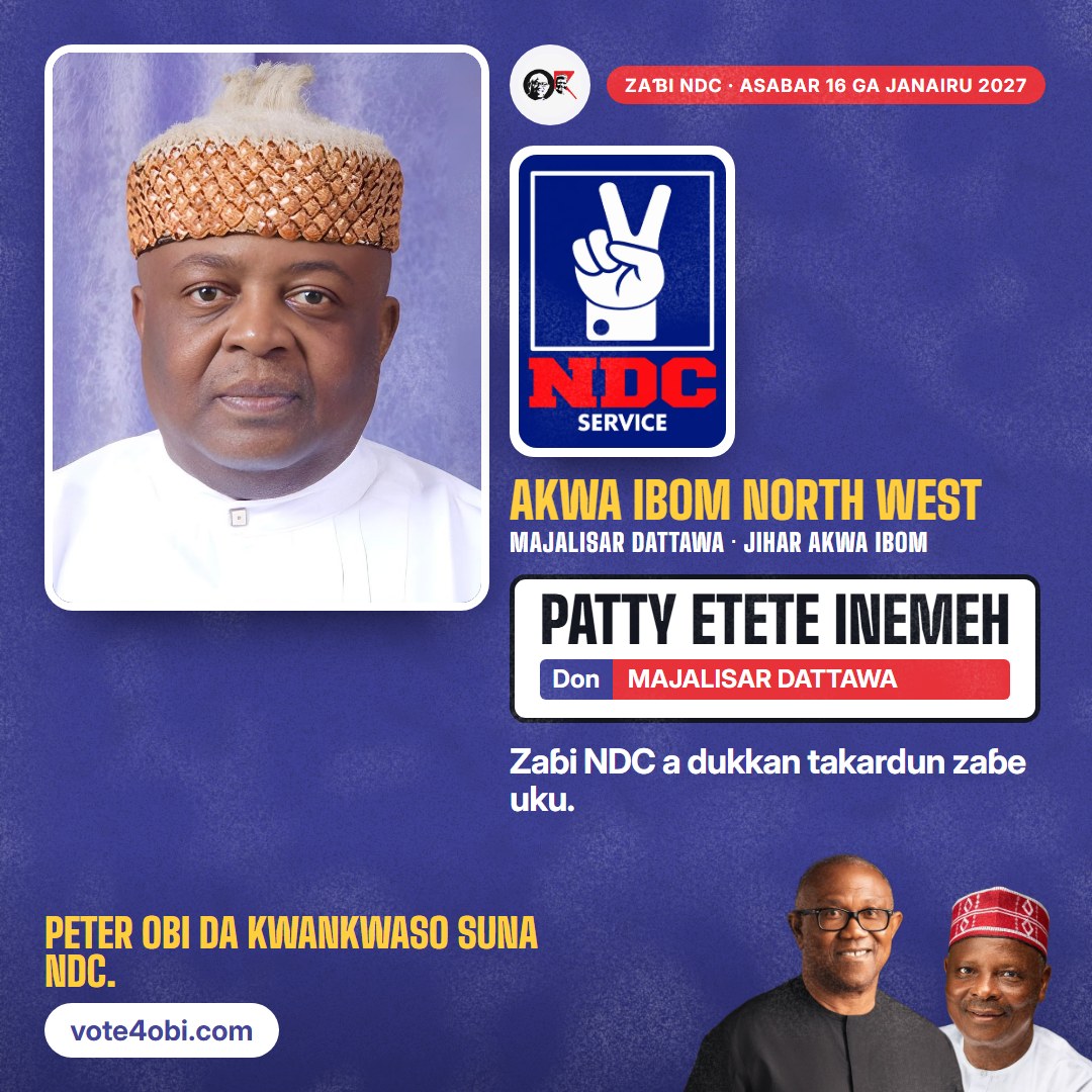 Hoto mai kusurwa huɗu: Patty Etete Inemeh, ɗan takarar NDC na Majalisar Dattawa, Akwa Ibom North West