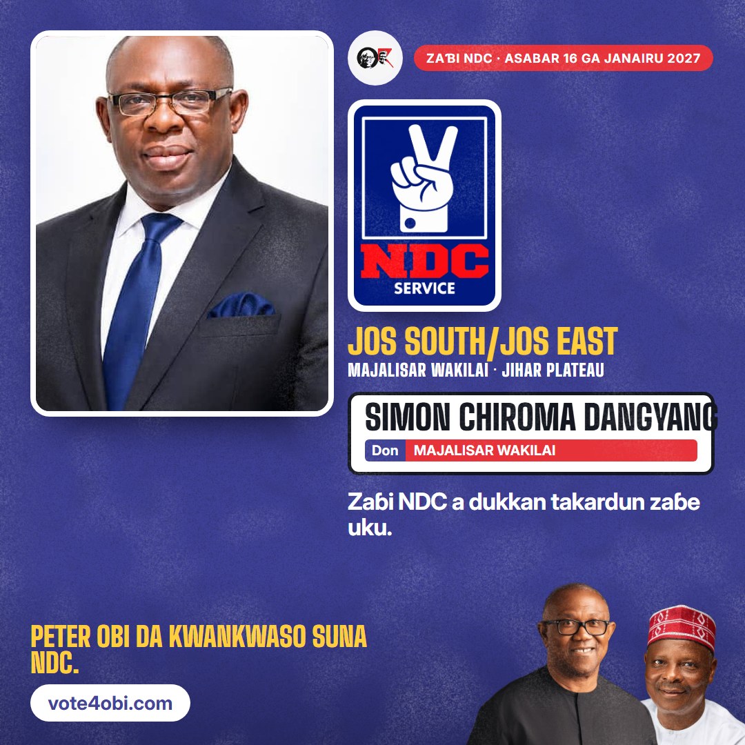 Hoto mai kusurwa huɗu: Simon Chiroma Dangyang, ɗan takarar NDC na Majalisar Wakilai, Jos South/Jos East