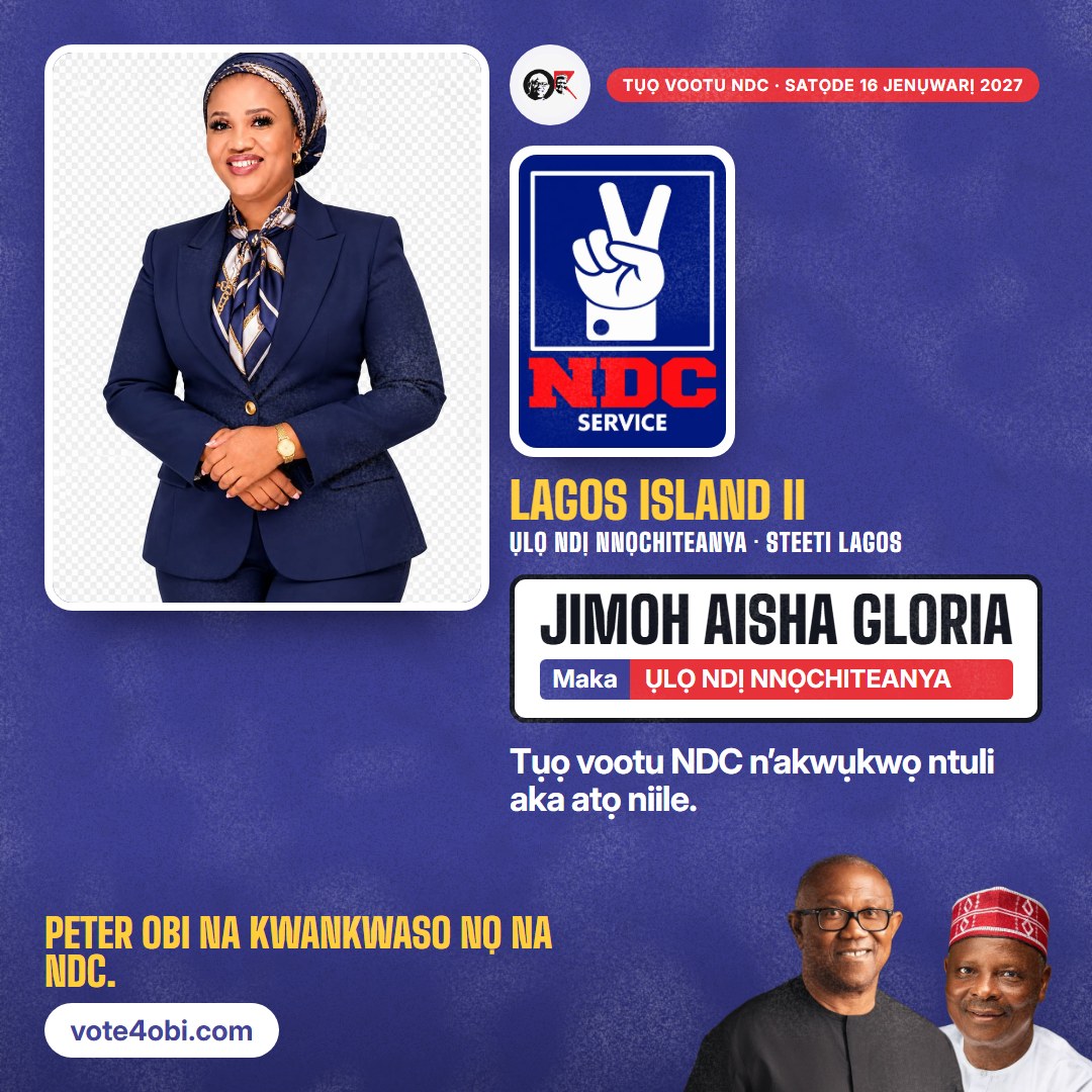 Foto akụkụ anọ: Jimoh Aisha Gloria, onye NDC na-azọ maka Ụlọ Ndị Nnọchiteanya, Lagos Island II