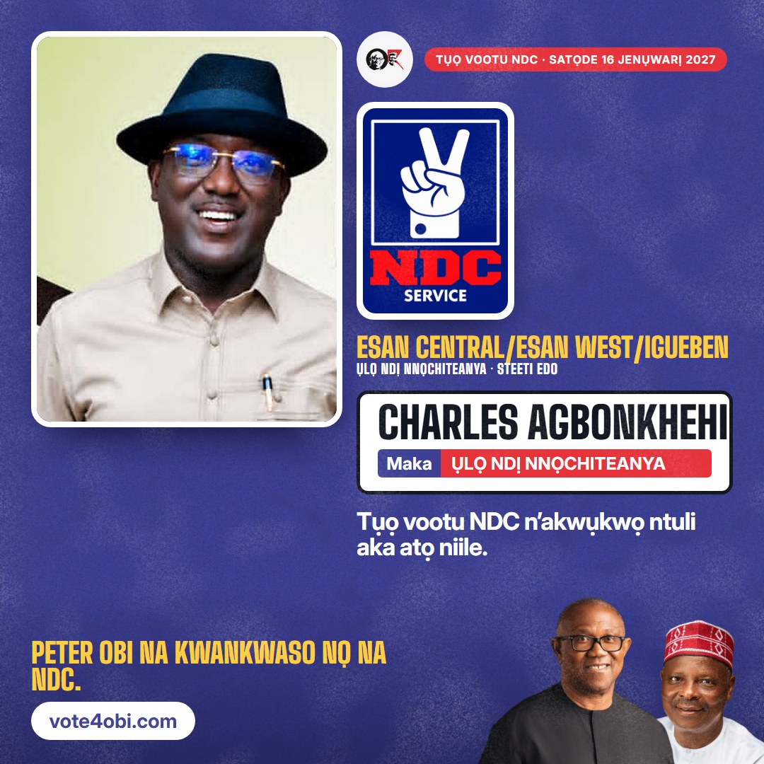 Foto akụkụ anọ: Charles Agbonkhehi, onye NDC na-azọ maka Ụlọ Ndị Nnọchiteanya, Esan Central/Esan West/Igueben