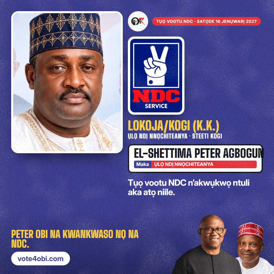 Foto akụkụ anọ: El-Shettima Peter Agbogun, onye NDC na-azọ maka Ụlọ Ndị Nnọchiteanya, Lokoja/Kogi (K.K.)