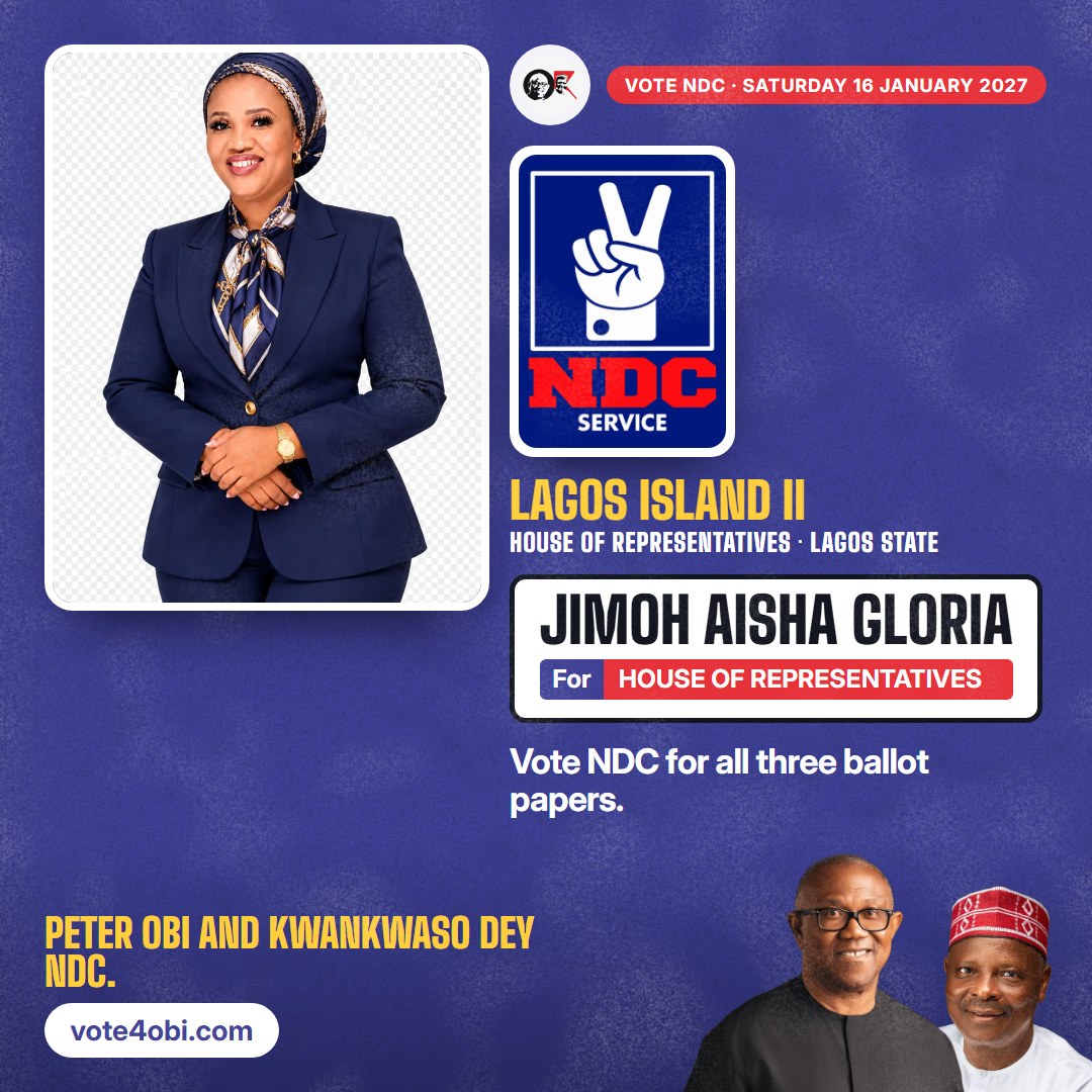 Square picture: Jimoh Aisha Gloria, NDC candidate for House of Representatives, Lagos Island II