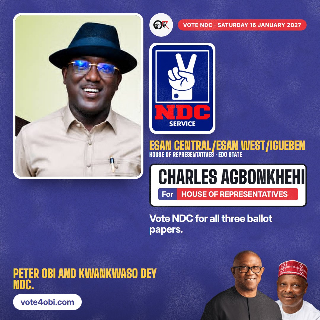 Square picture: Charles Agbonkhehi, NDC candidate for House of Representatives, Esan Central/Esan West/Igueben