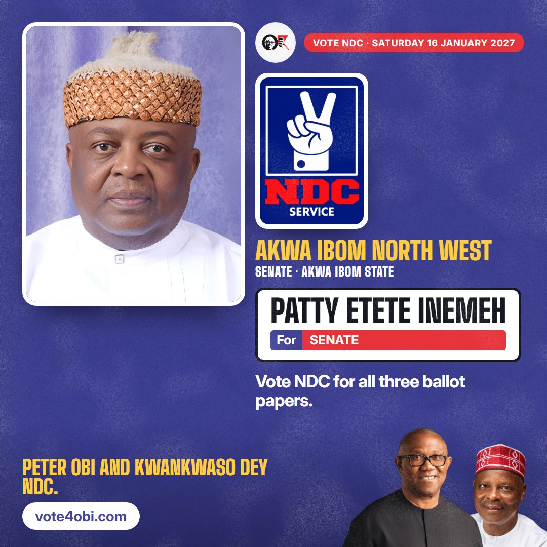 Square picture: Patty Etete Inemeh, NDC candidate for Senate, Akwa Ibom North West