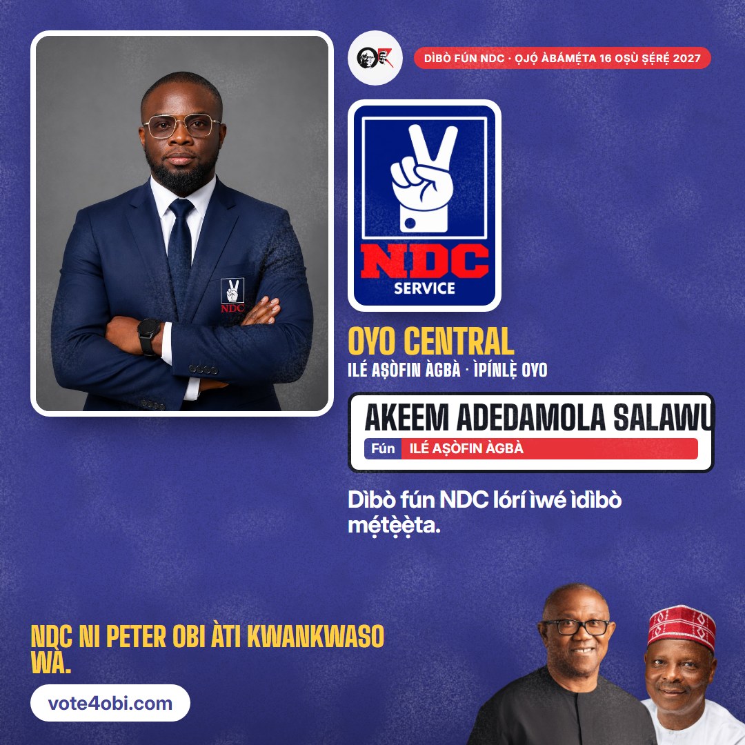 Àwòrán onígun mẹ́rin: Akeem Adedamola Salawu, olùdíje NDC fún Ilé Aṣòfin Àgbà, Oyo Central