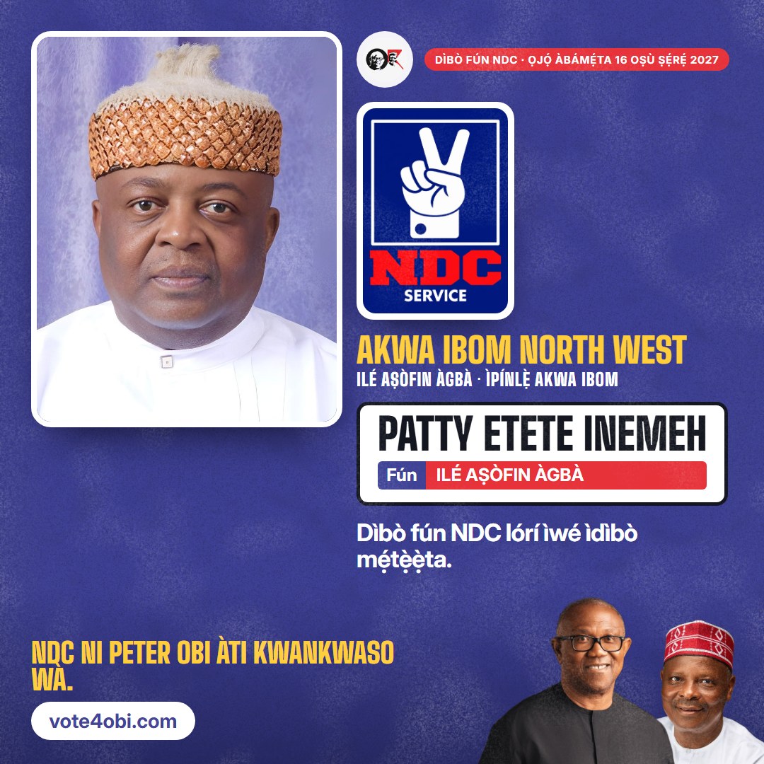 Àwòrán onígun mẹ́rin: Patty Etete Inemeh, olùdíje NDC fún Ilé Aṣòfin Àgbà, Akwa Ibom North West
