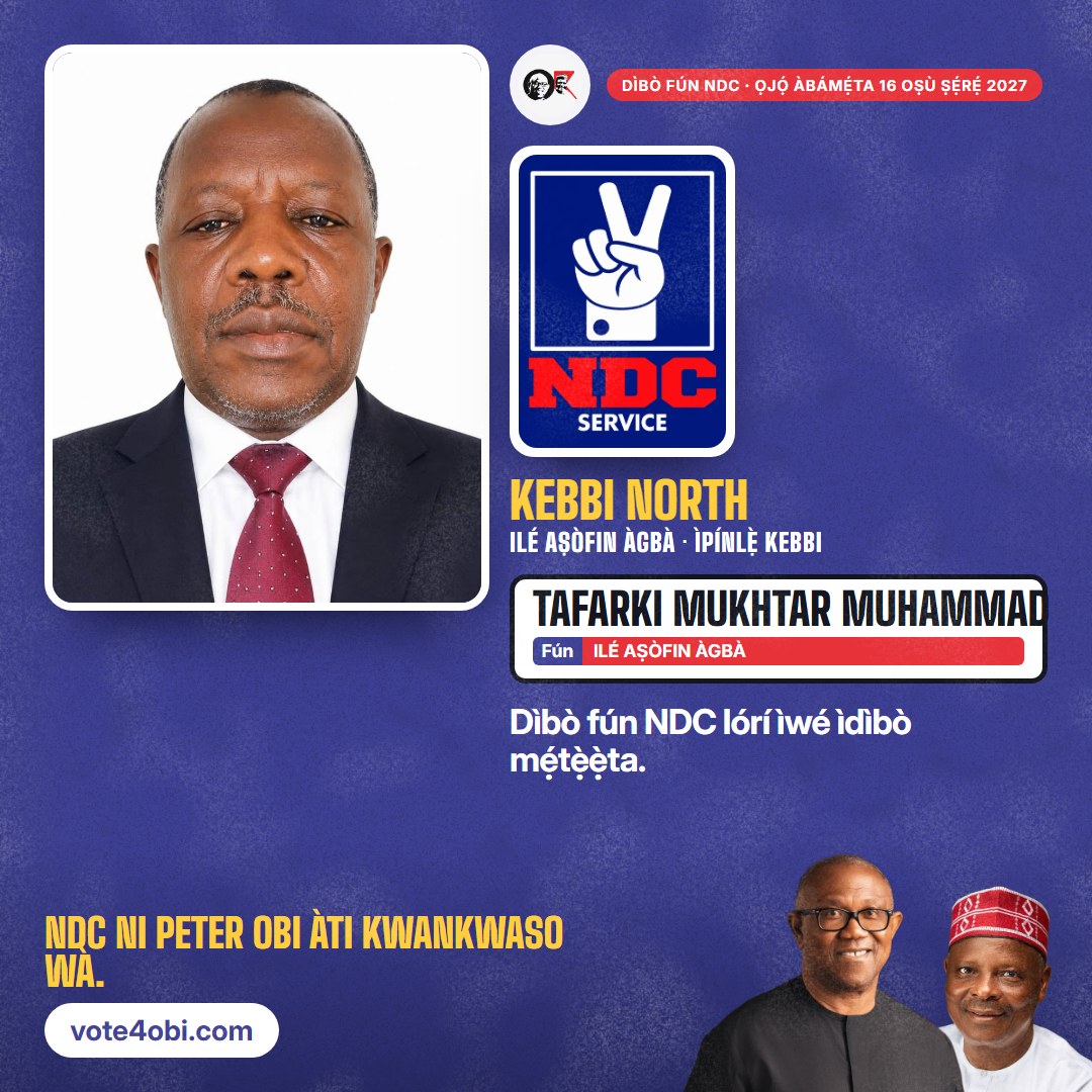 Àwòrán onígun mẹ́rin: Tafarki Mukhtar Muhammad, olùdíje NDC fún Ilé Aṣòfin Àgbà, Kebbi North