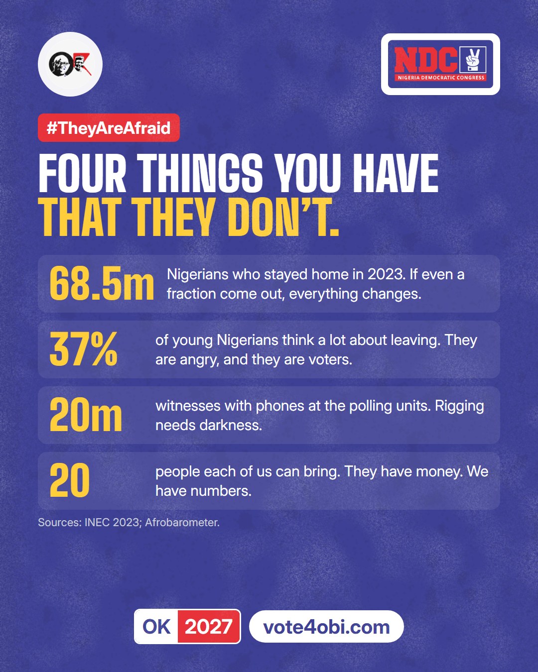 Four things you have that they don’t. #TheyAreAfraid