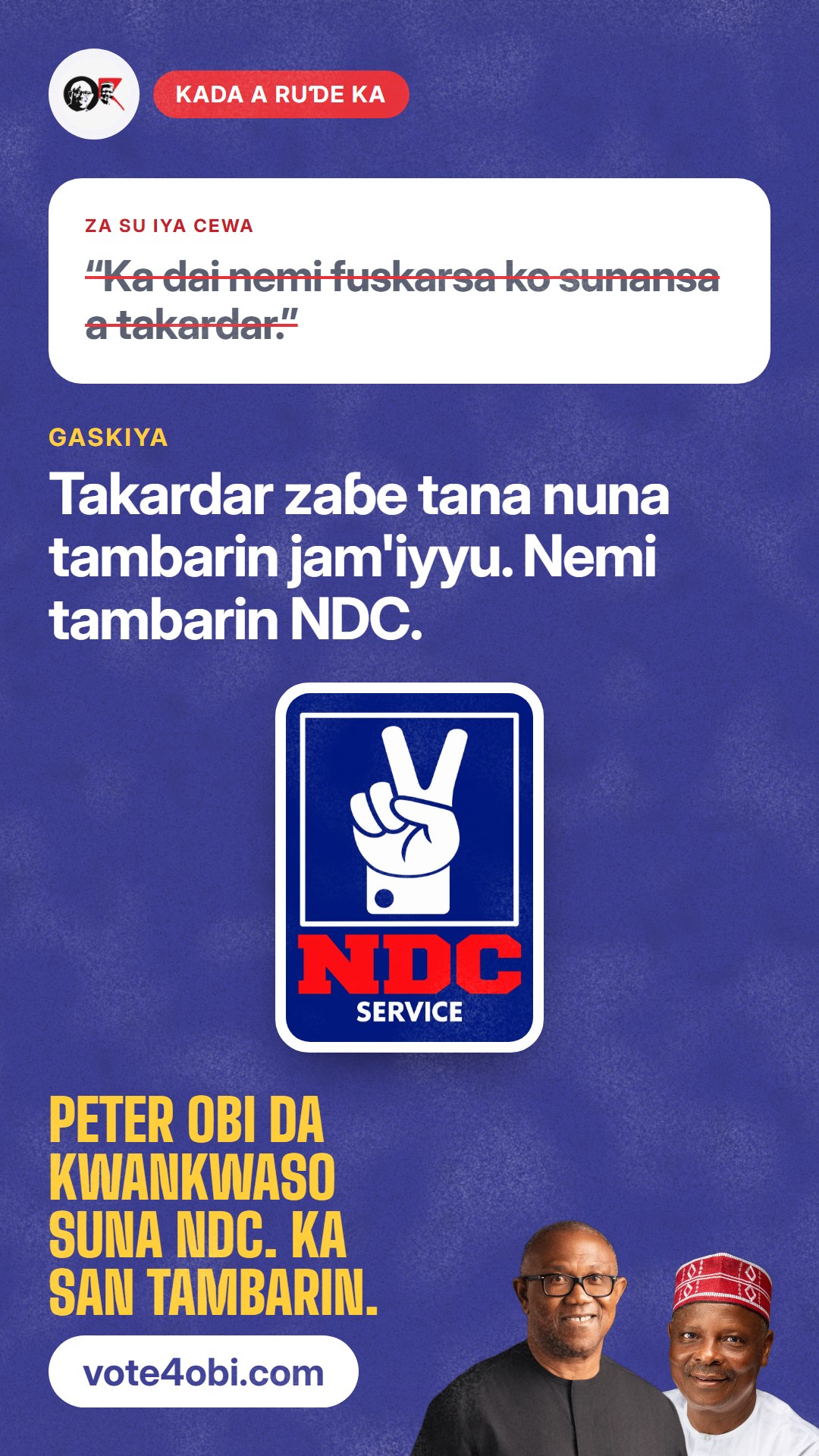 “Ka dai nemi fuskarsa ko sunansa a takardar.”