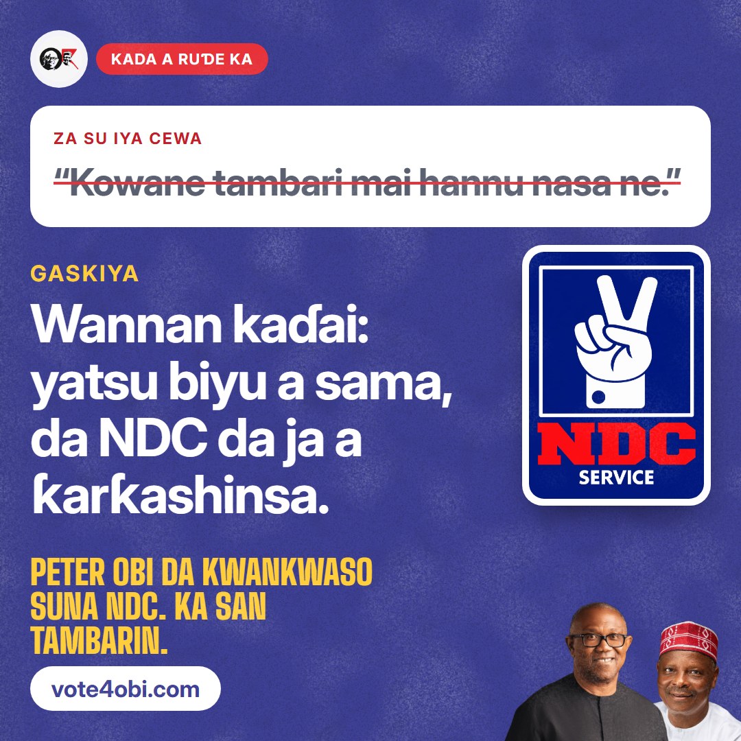 “Kowane tambari mai hannu nasa ne.”