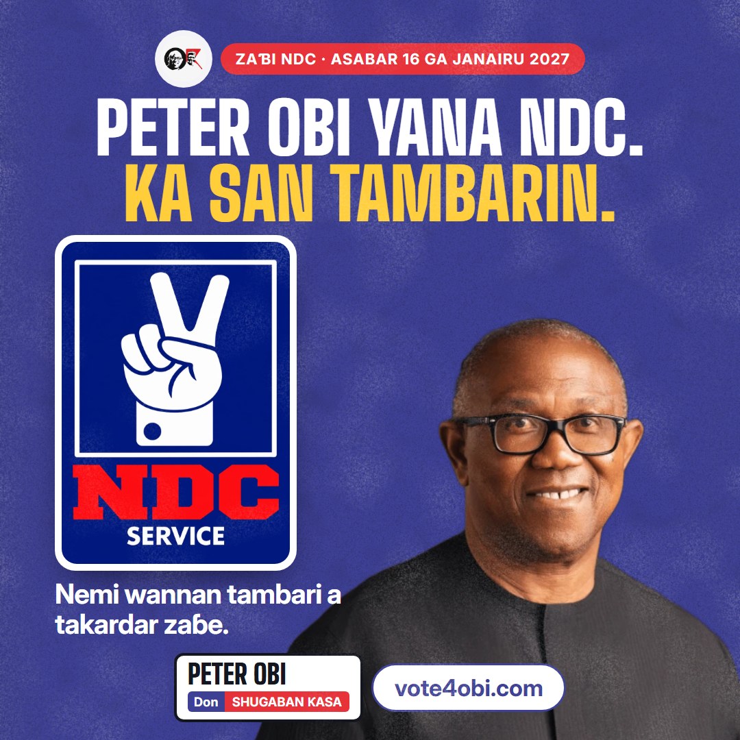 Takardar sanarwa mai kusurwa huɗu: Peter Obi yana NDC