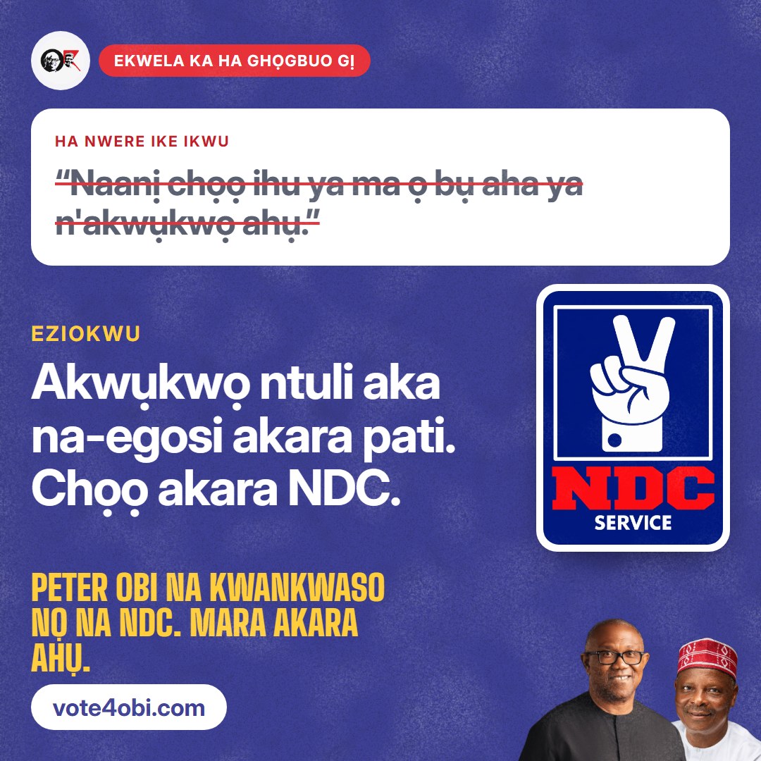 “Naanị chọọ ihu ya ma ọ bụ aha ya n'akwụkwọ ahụ.”