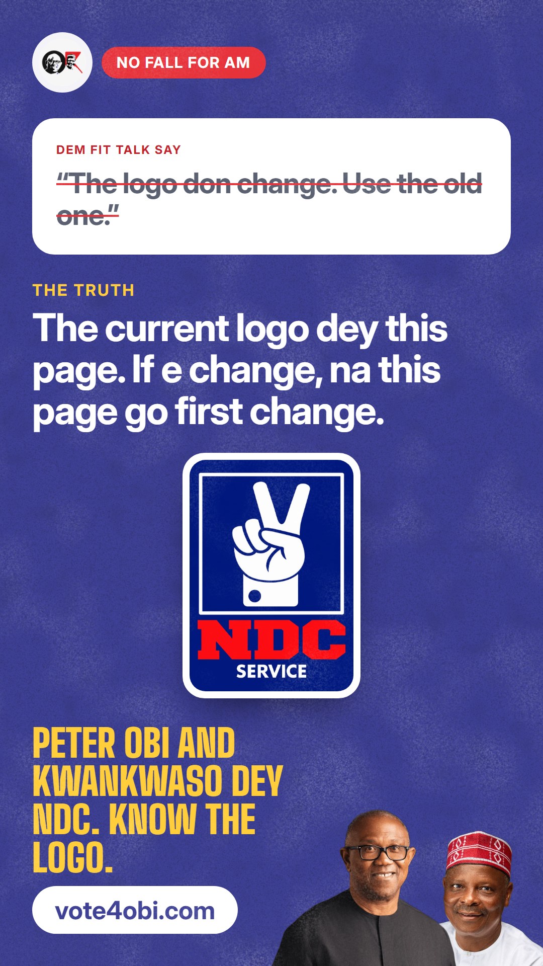 “The logo don change. Use the old one.”