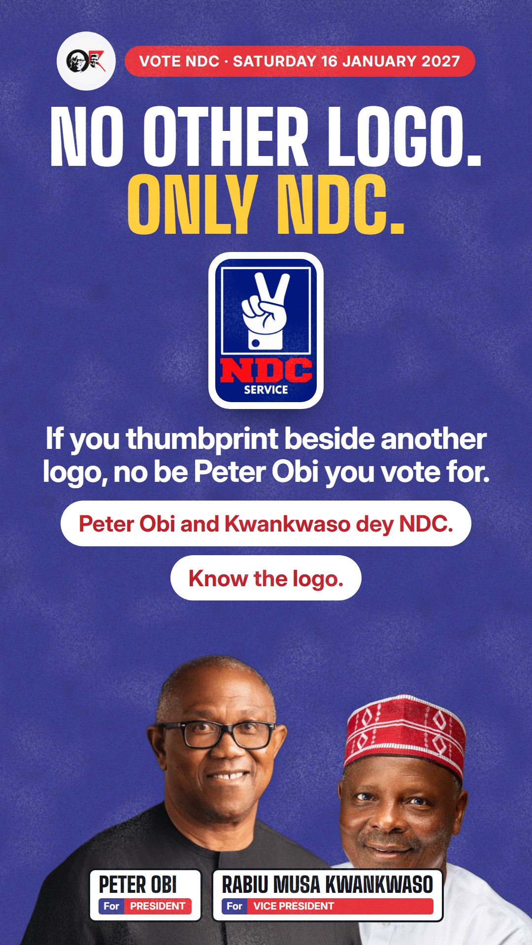 Flyer for WhatsApp status: No other logo. Only NDC.
