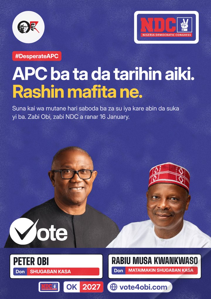 APC ba ta da tarihin aiki. Rashin mafita ne.
