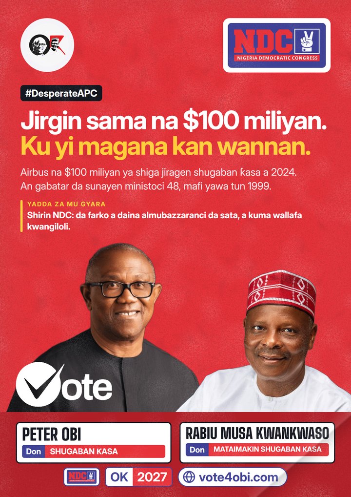Jirgin sama na $100 miliyan. Ku yi magana kan wannan.